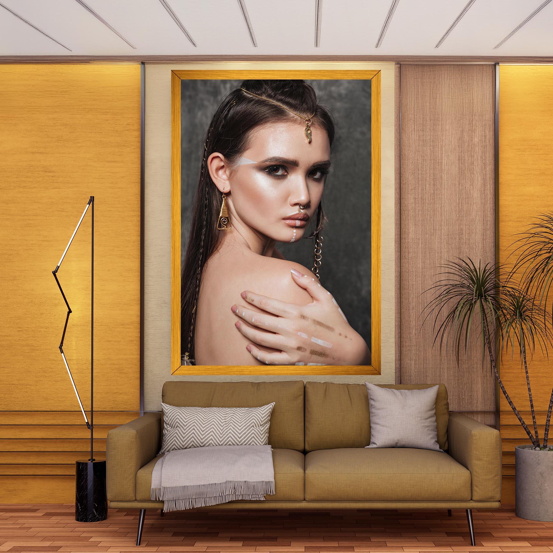 Vászonkép Gold Triangle Earring mockup 9