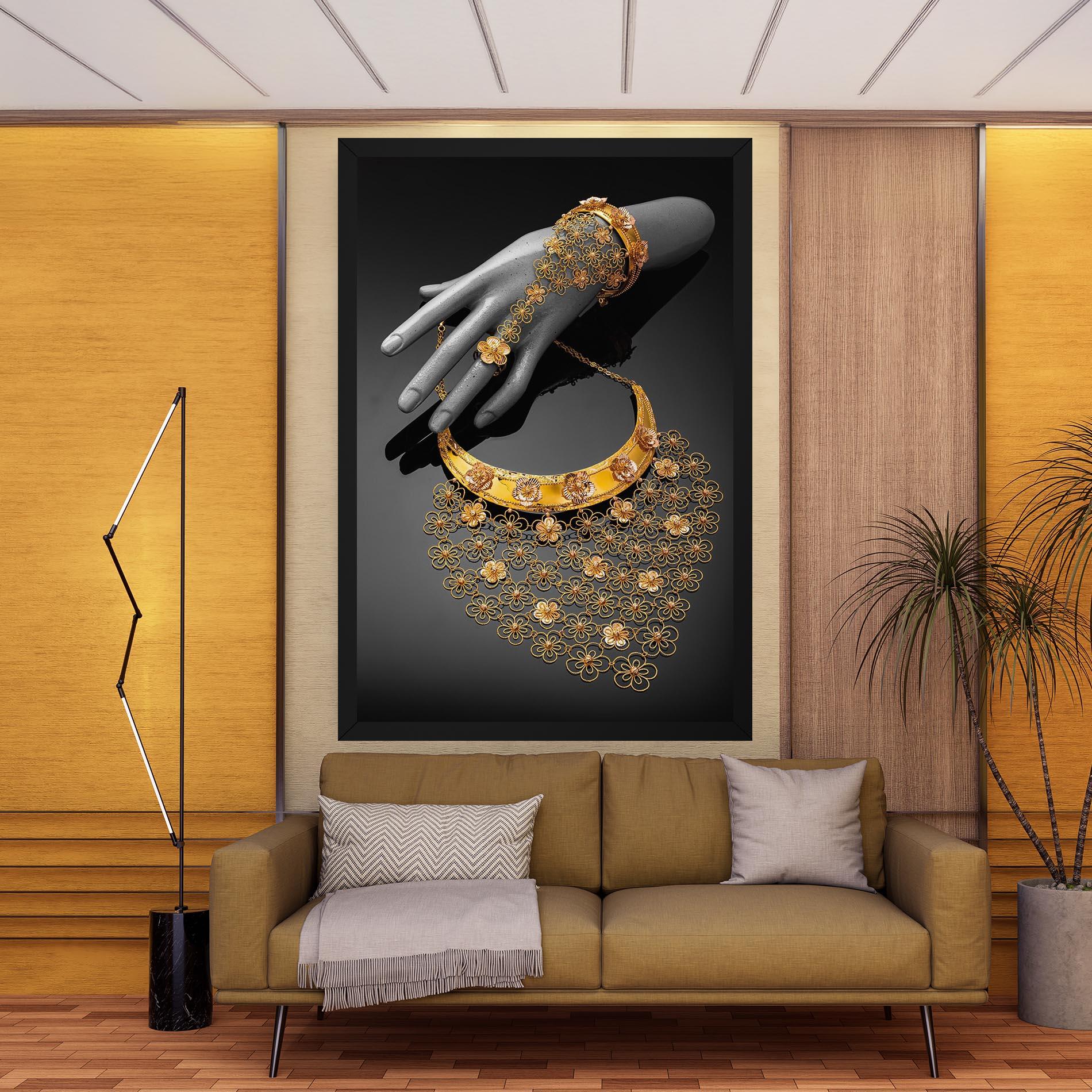Vászonkép Golden Jewelery Set mockup 9