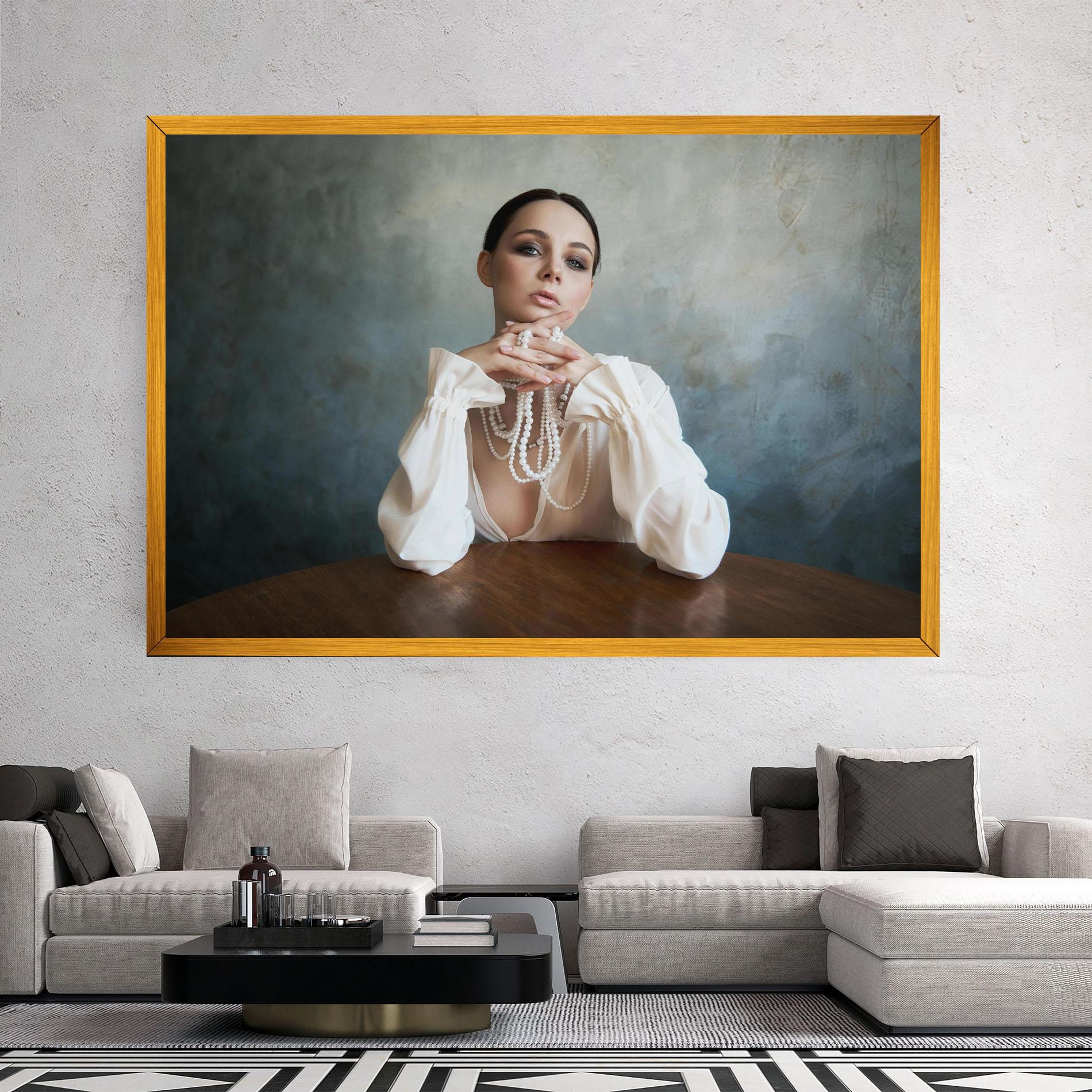 Vászonkép Girl White Pearls mockup 2