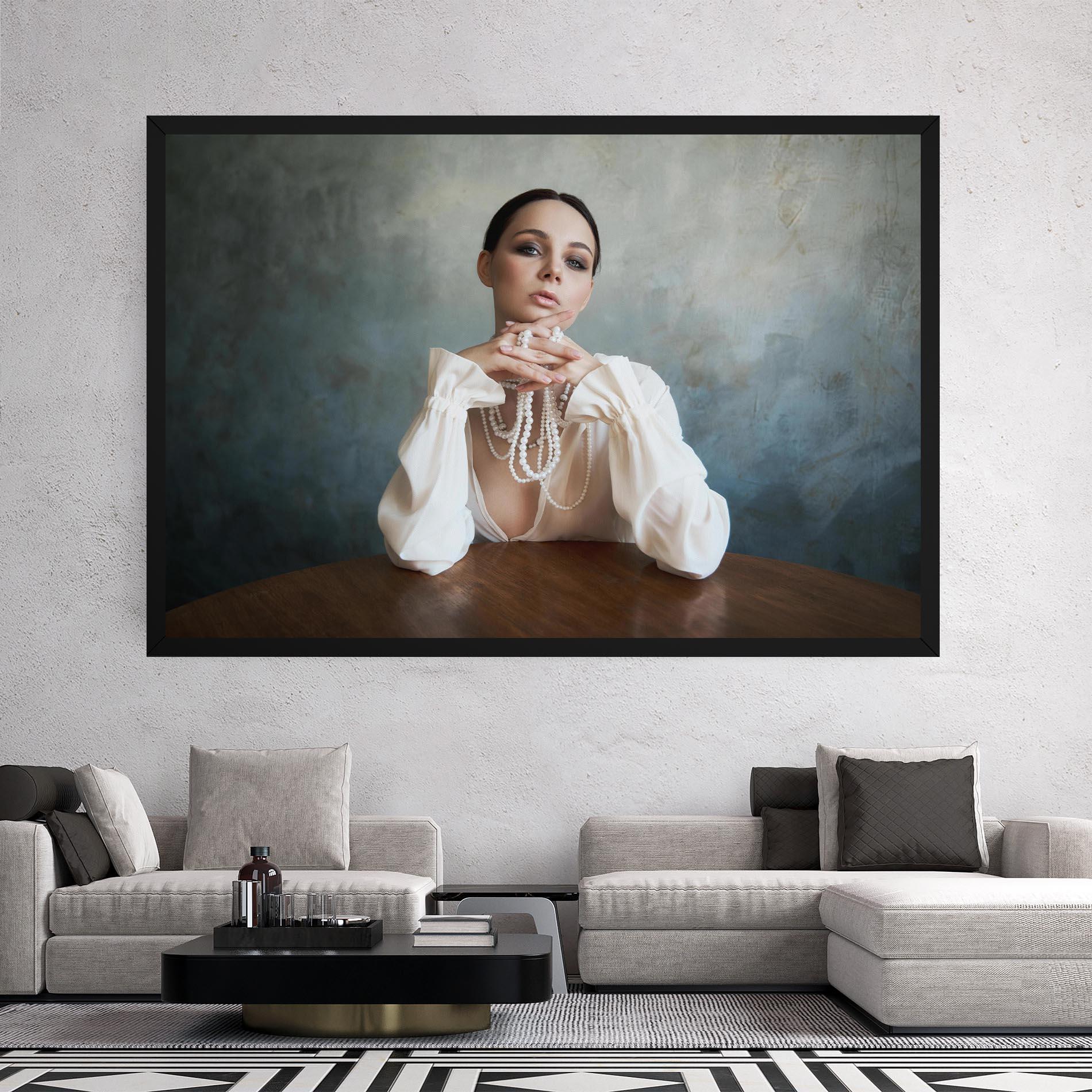 Vászonkép Girl White Pearls mockup 2