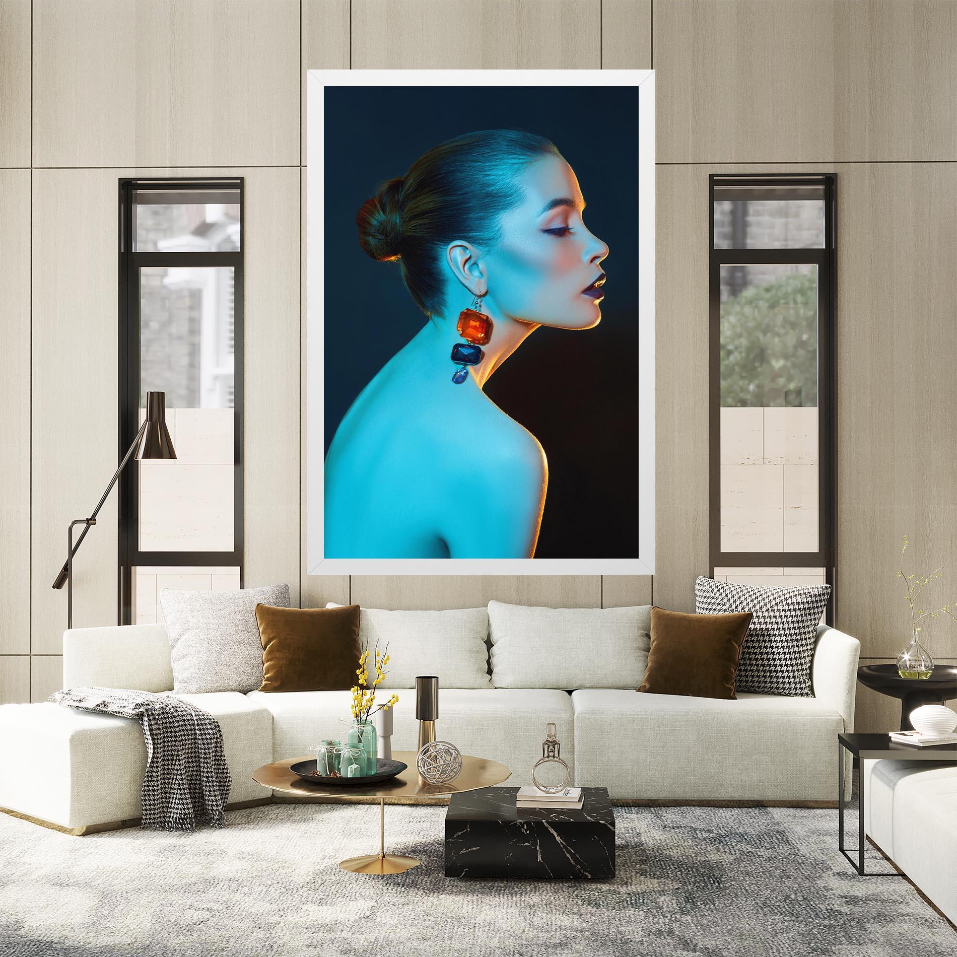 Vászonkép Blue Light Earring mockup 2