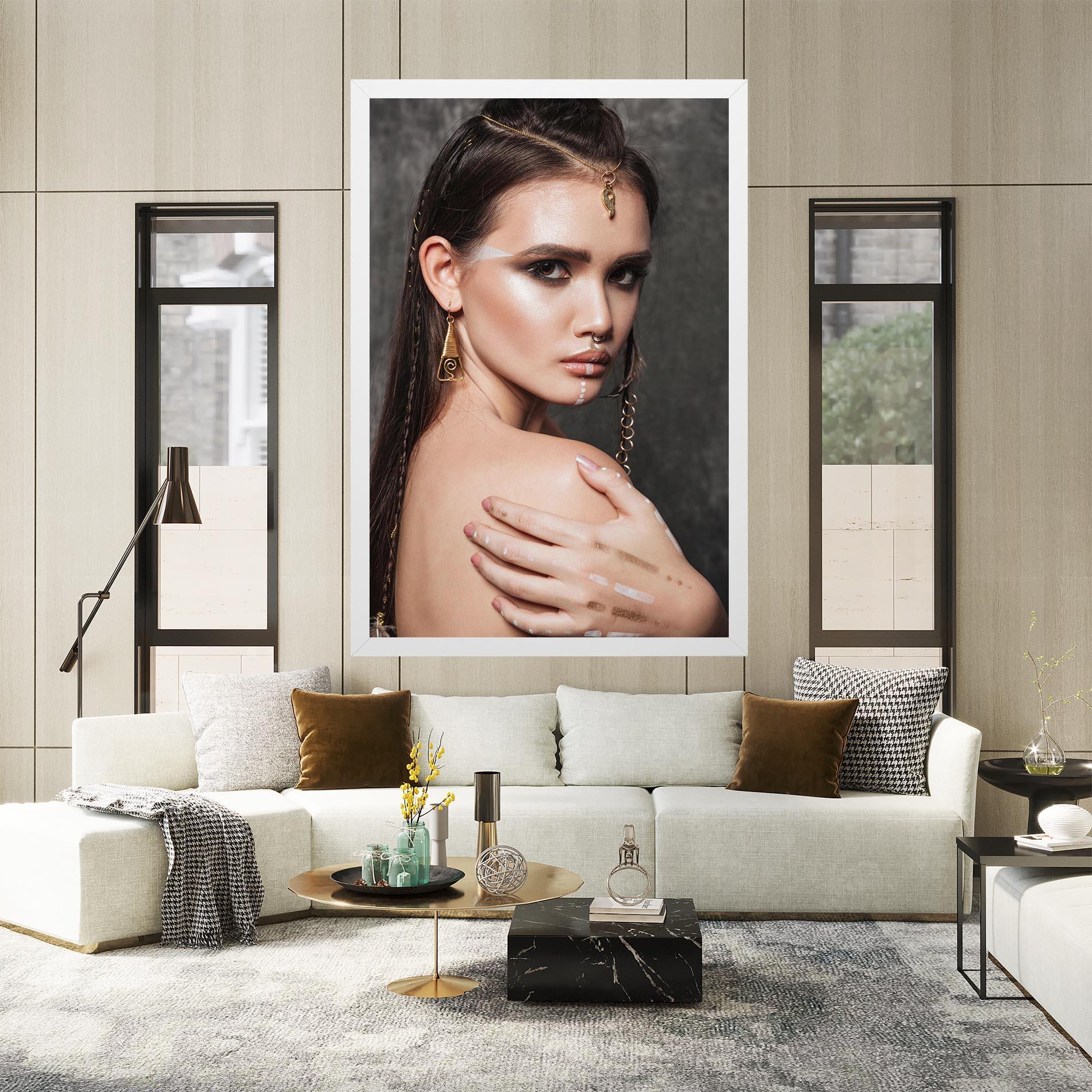 Vászonkép Gold Triangle Earring mockup 2