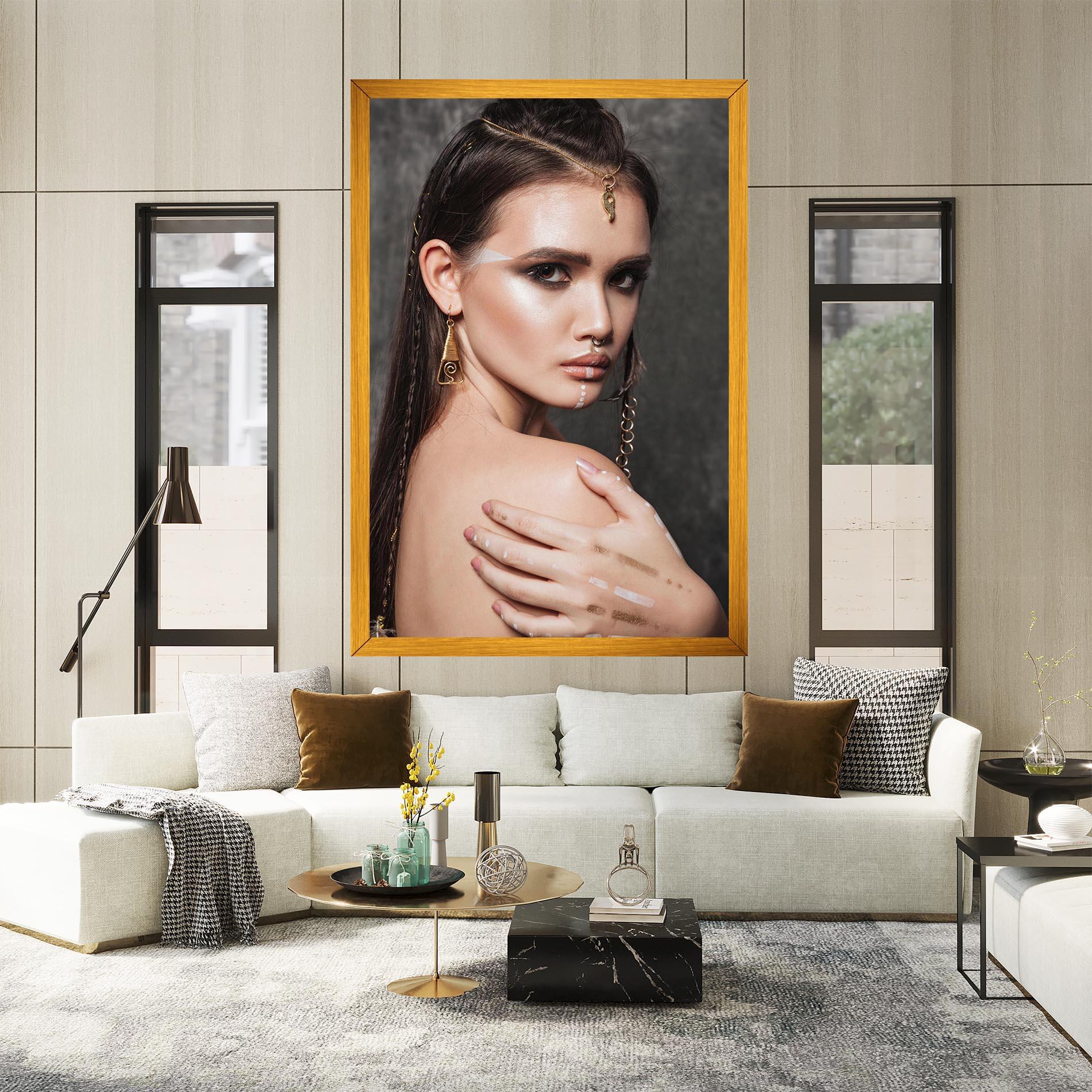 Vászonkép Gold Triangle Earring mockup 2