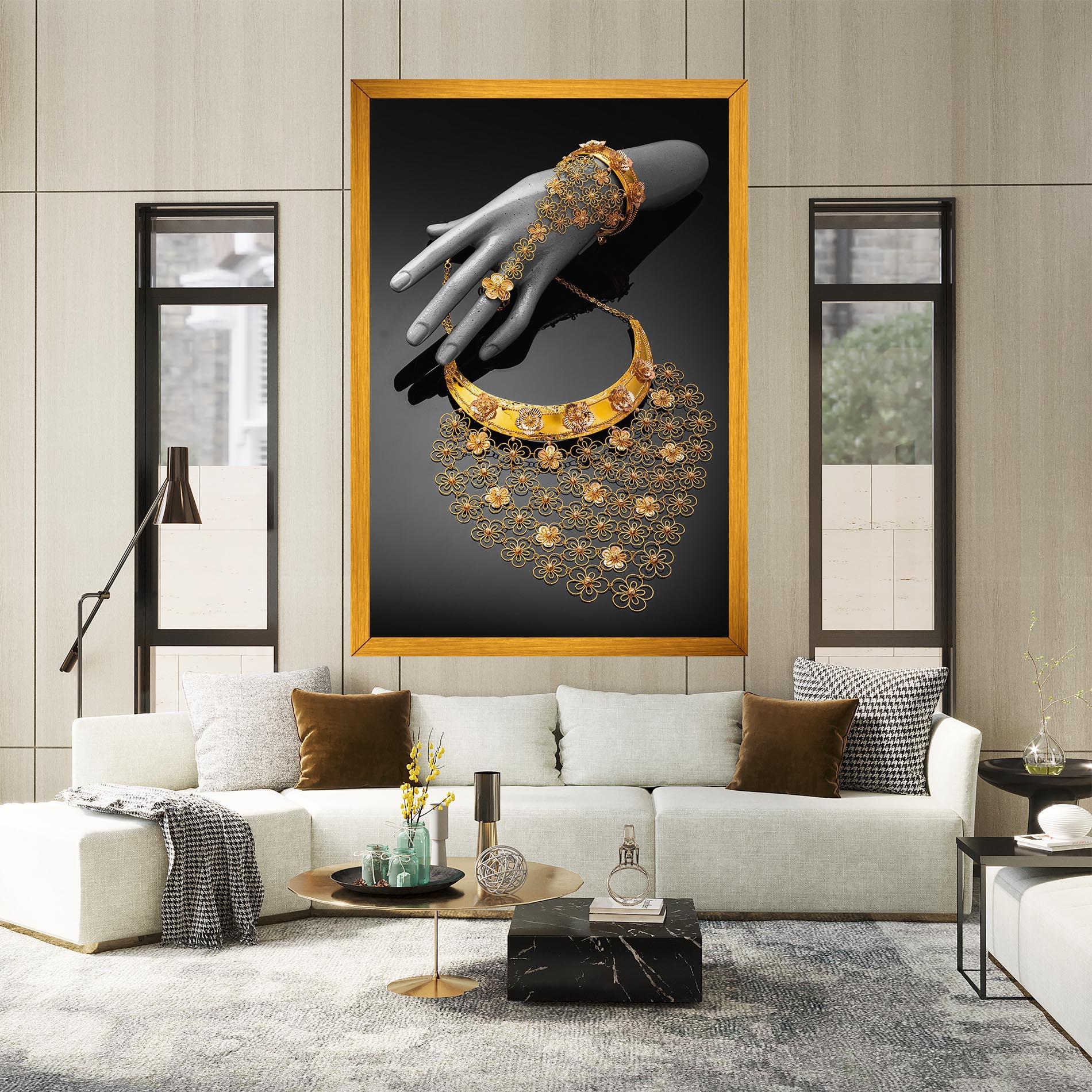 Vászonkép Golden Jewelery Set mockup 2