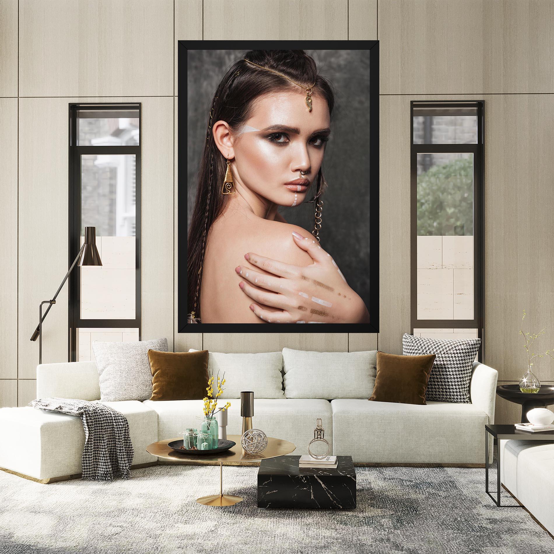 Vászonkép Gold Triangle Earring mockup 2