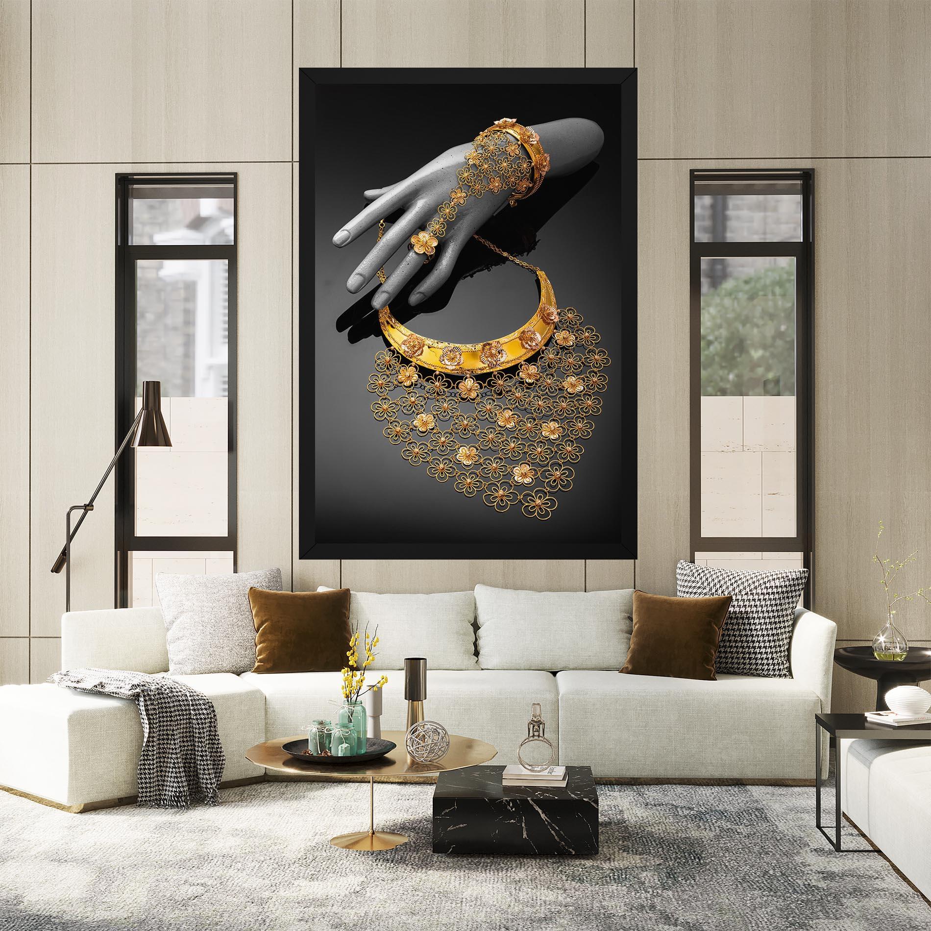 Vászonkép Golden Jewelery Set mockup 2