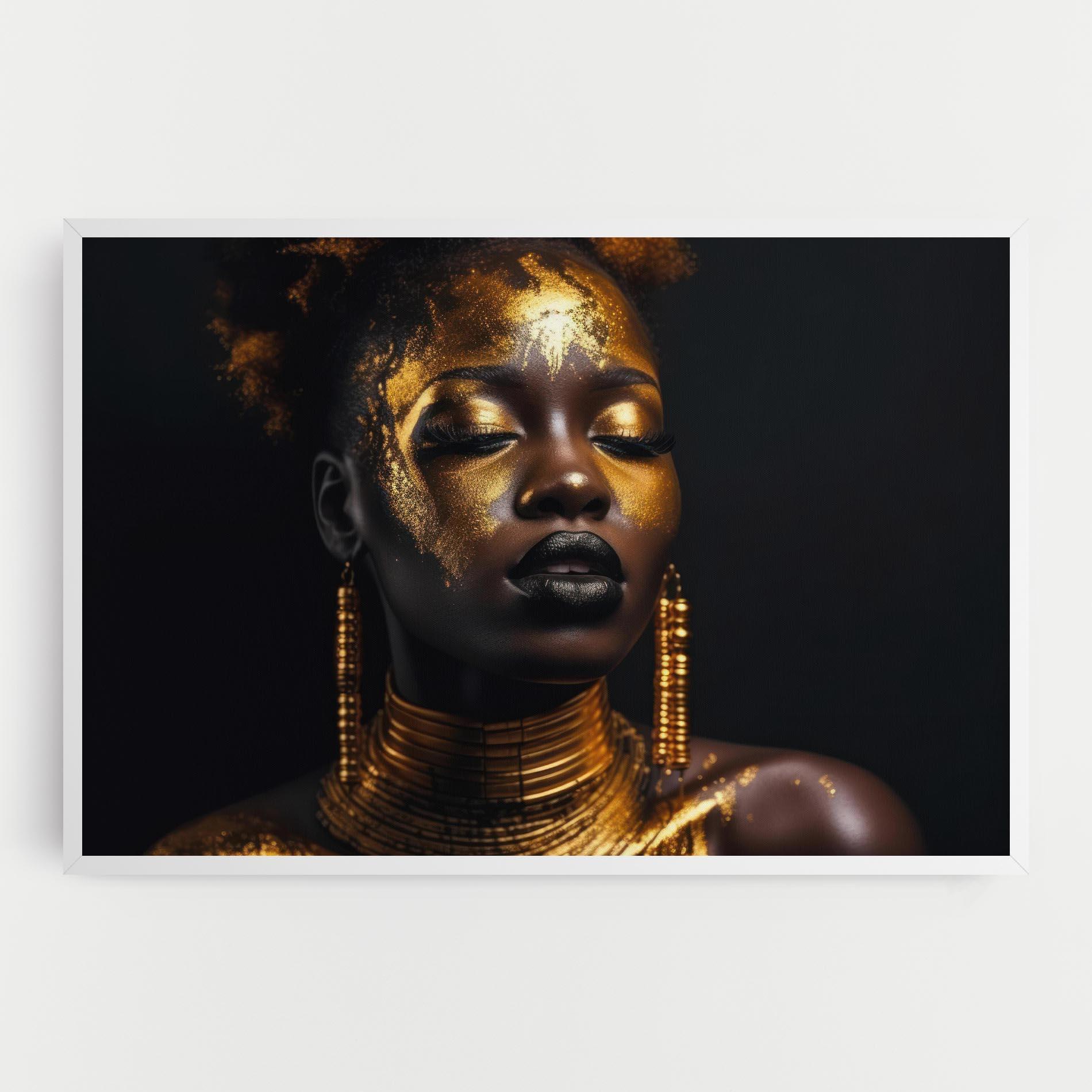 Vászonkép Gold Makeup Black Lips mockup 0