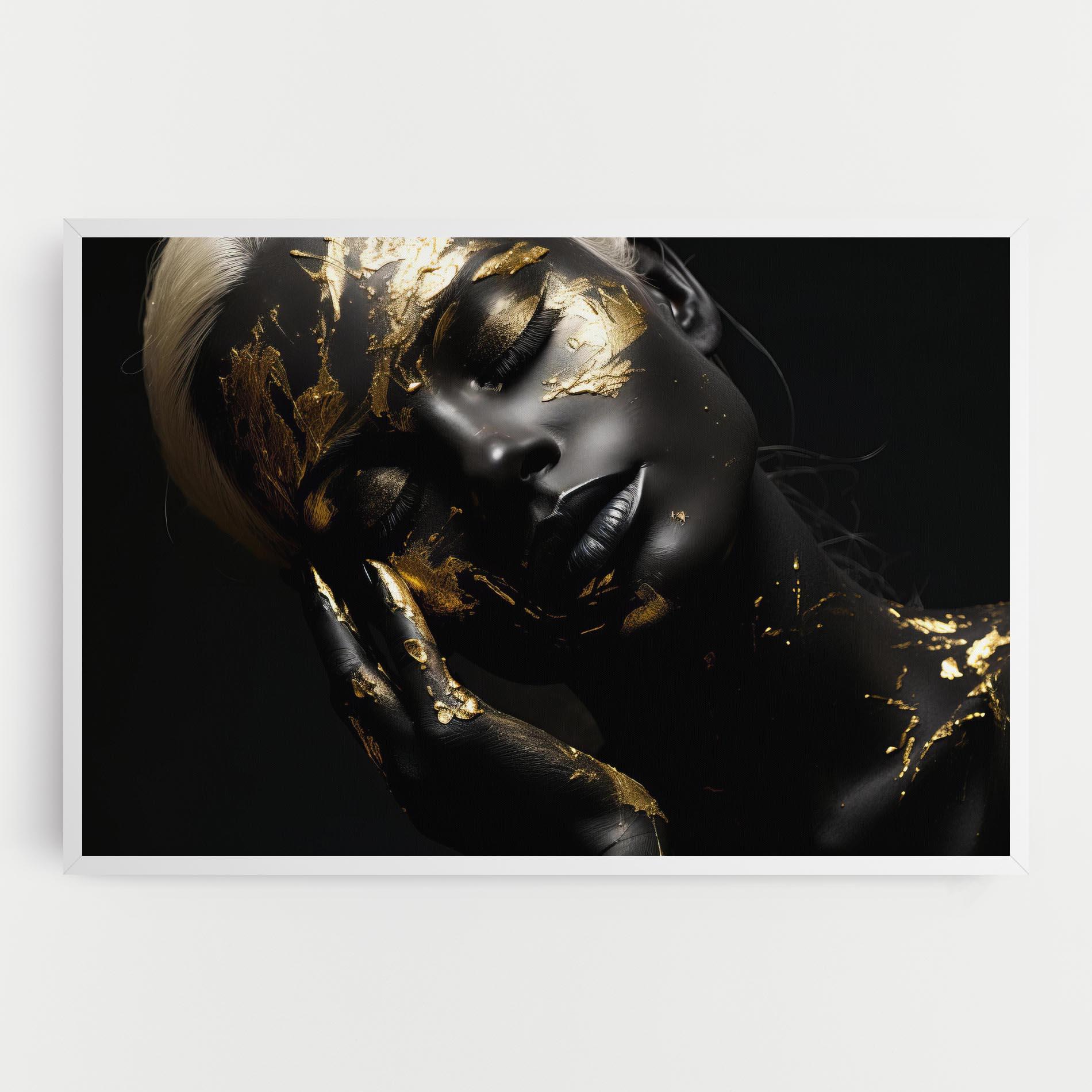 Vászonkép Gold Makeup On Black mockup 0
