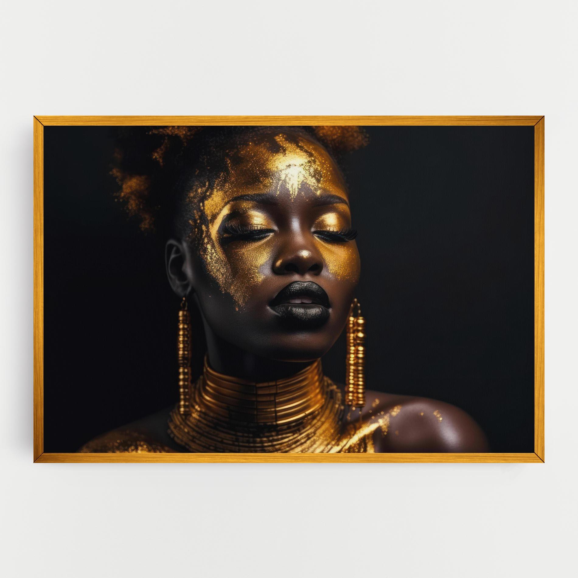 Vászonkép Gold Makeup Black Lips mockup 0