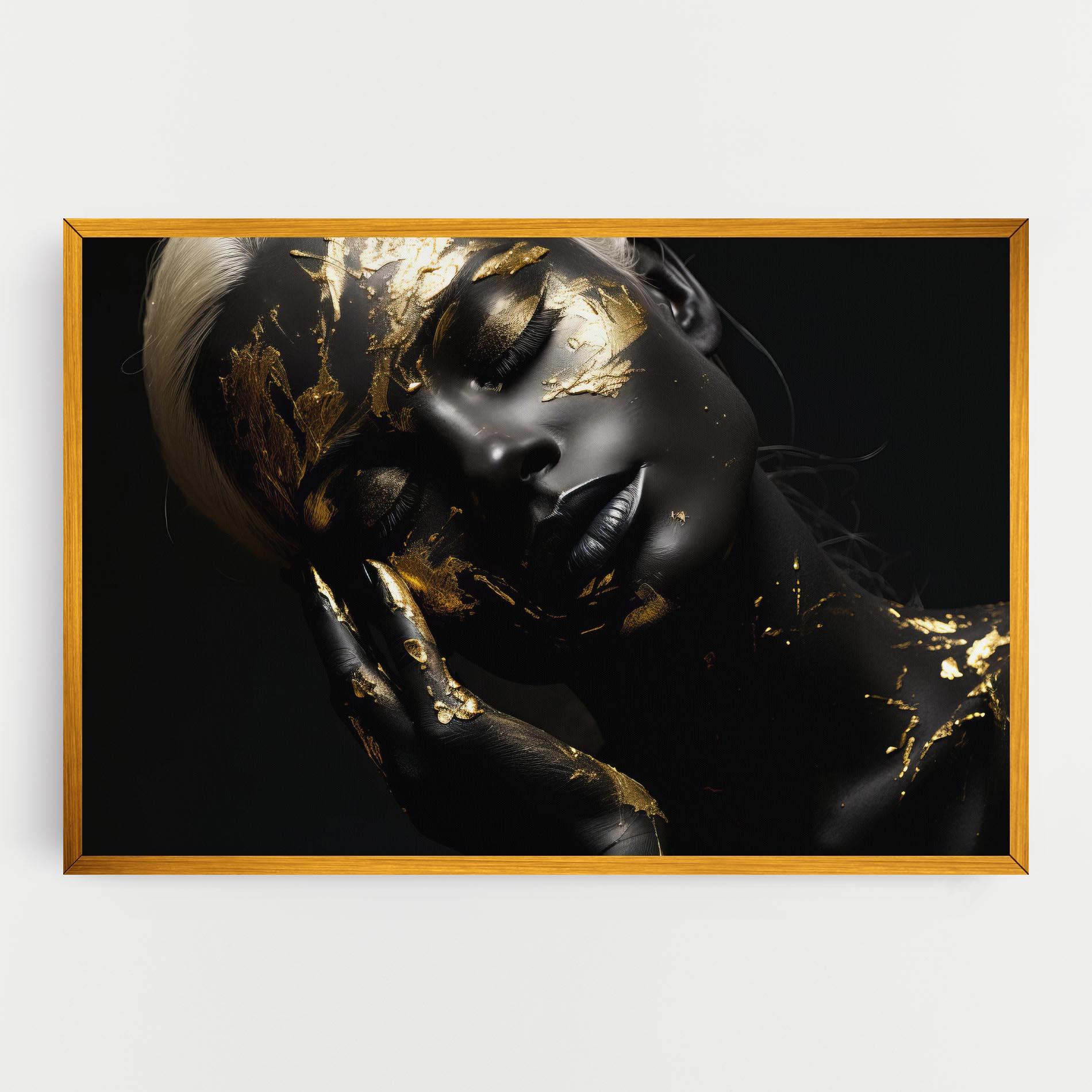 Vászonkép Gold Makeup On Black mockup 0
