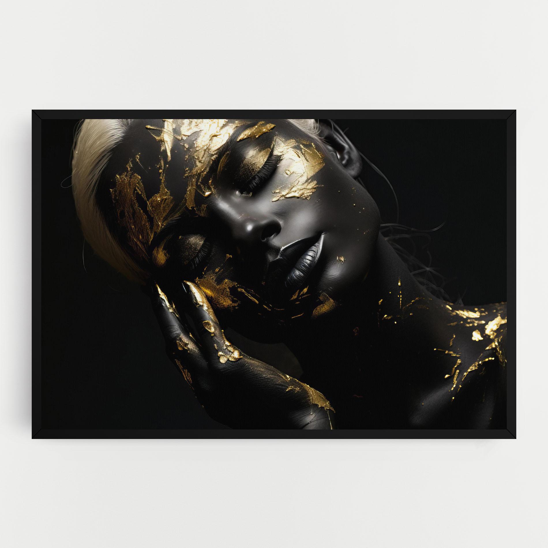 Vászonkép Gold Makeup On Black mockup 0