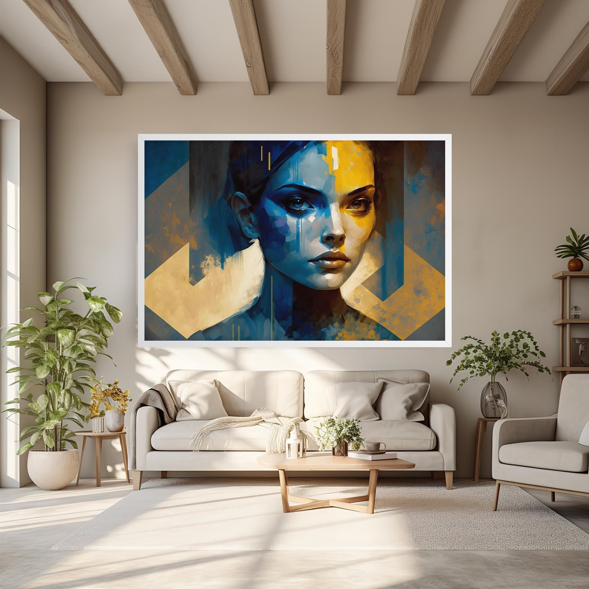 Vászonkép Gold Blue Face mockup 6