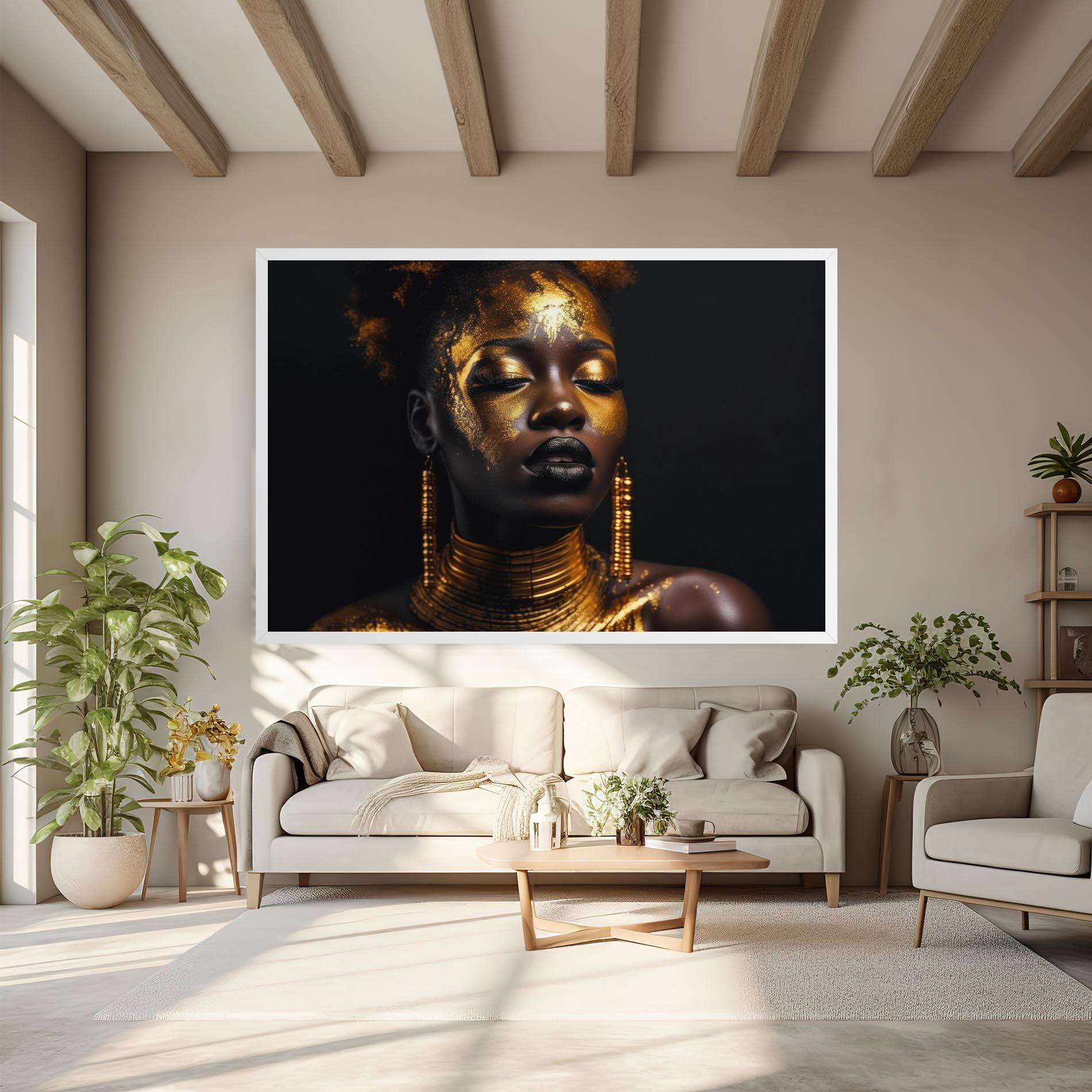 Vászonkép Gold Makeup Black Lips mockup 6