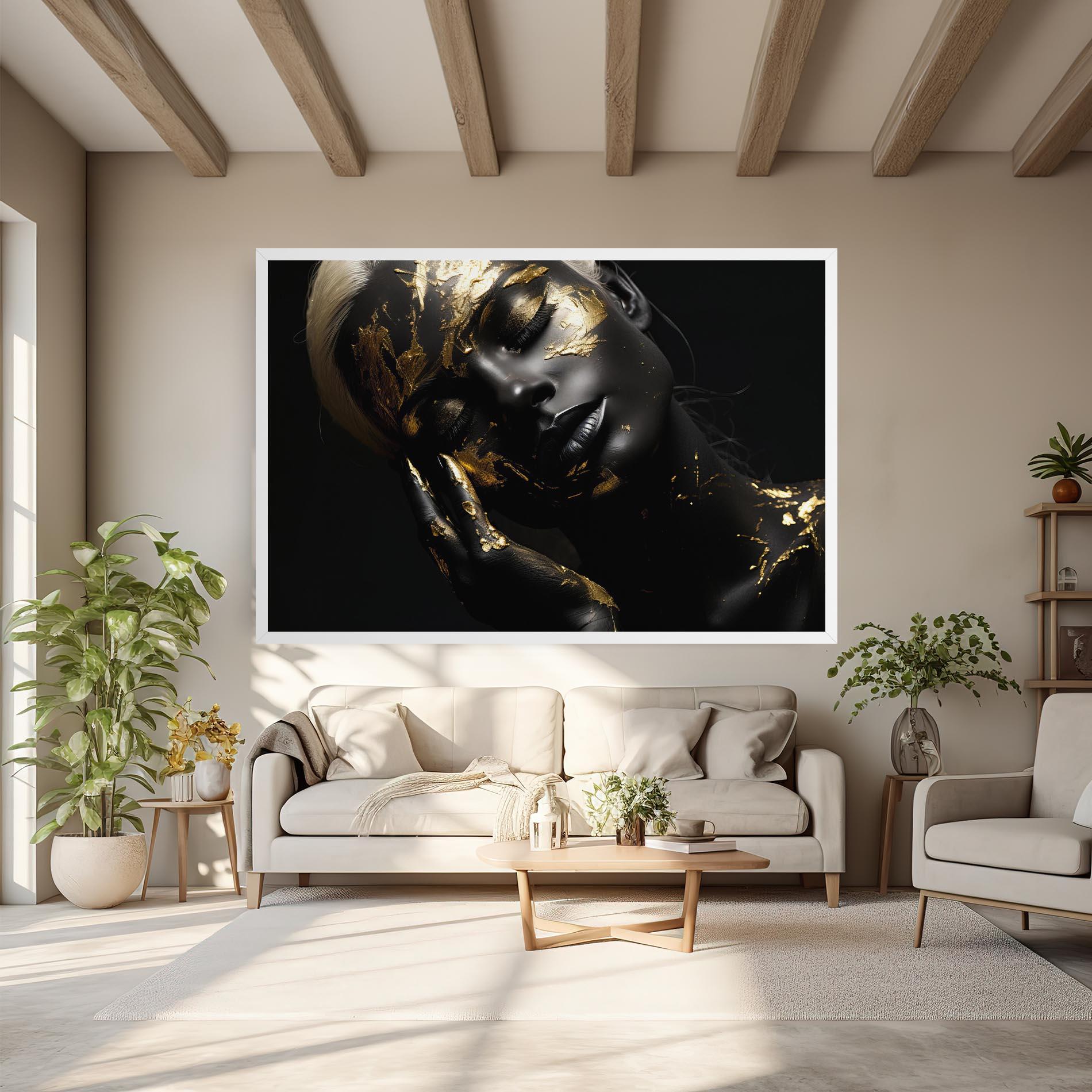 Vászonkép Gold Makeup On Black mockup 6