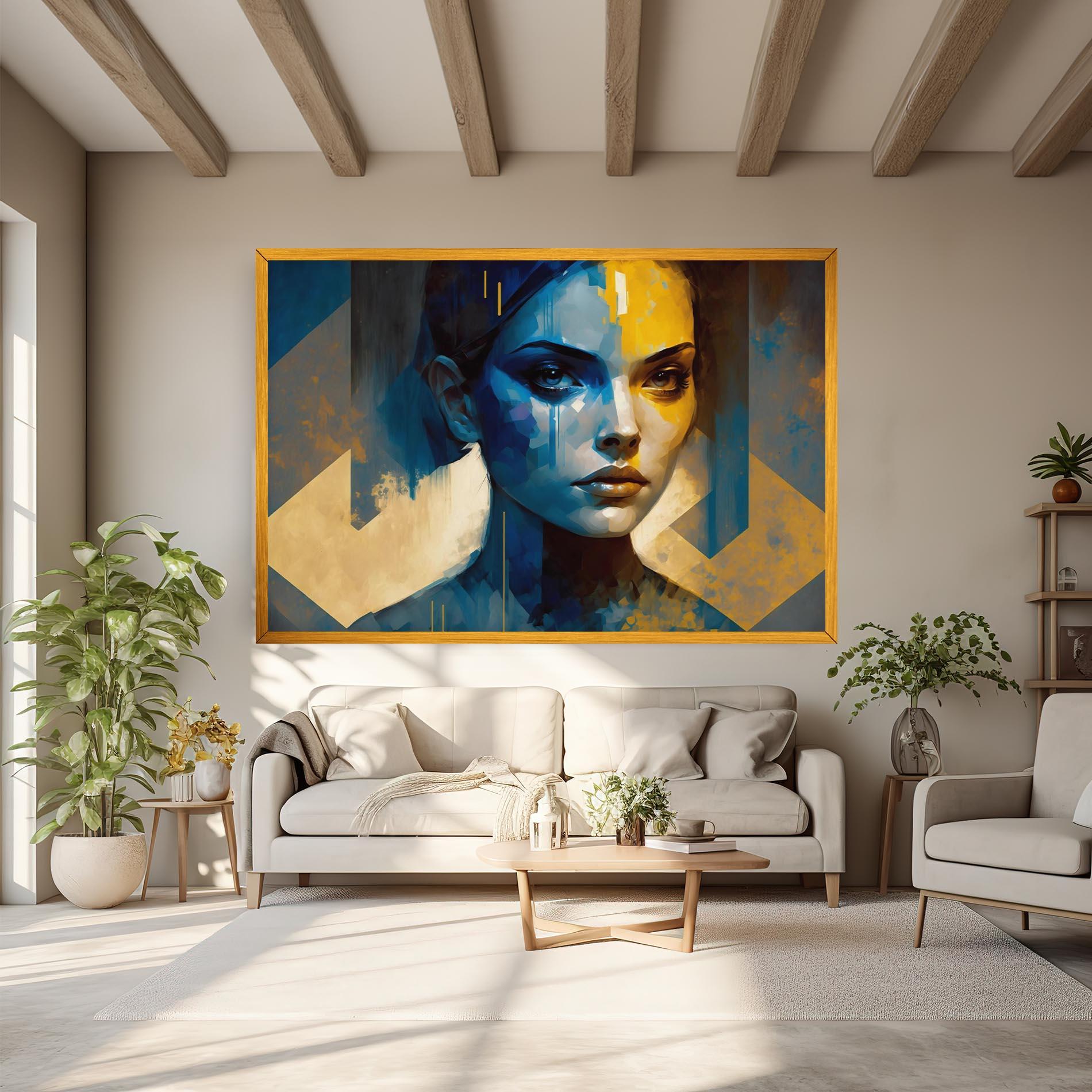 Vászonkép Gold Blue Face mockup 6