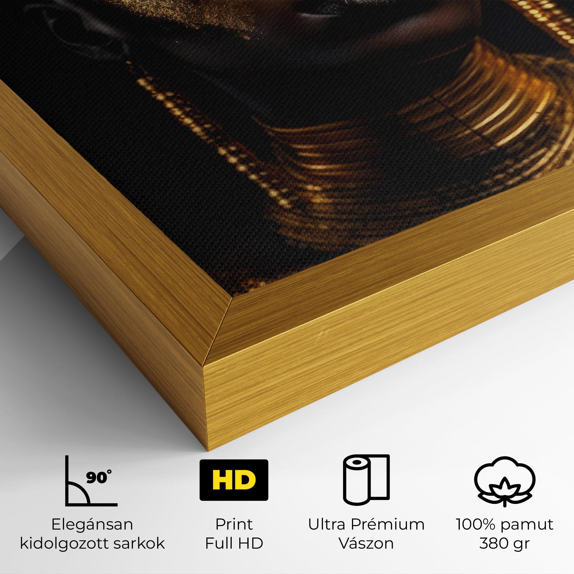 Vászonkép Gold Makeup Black Lips mockup 4