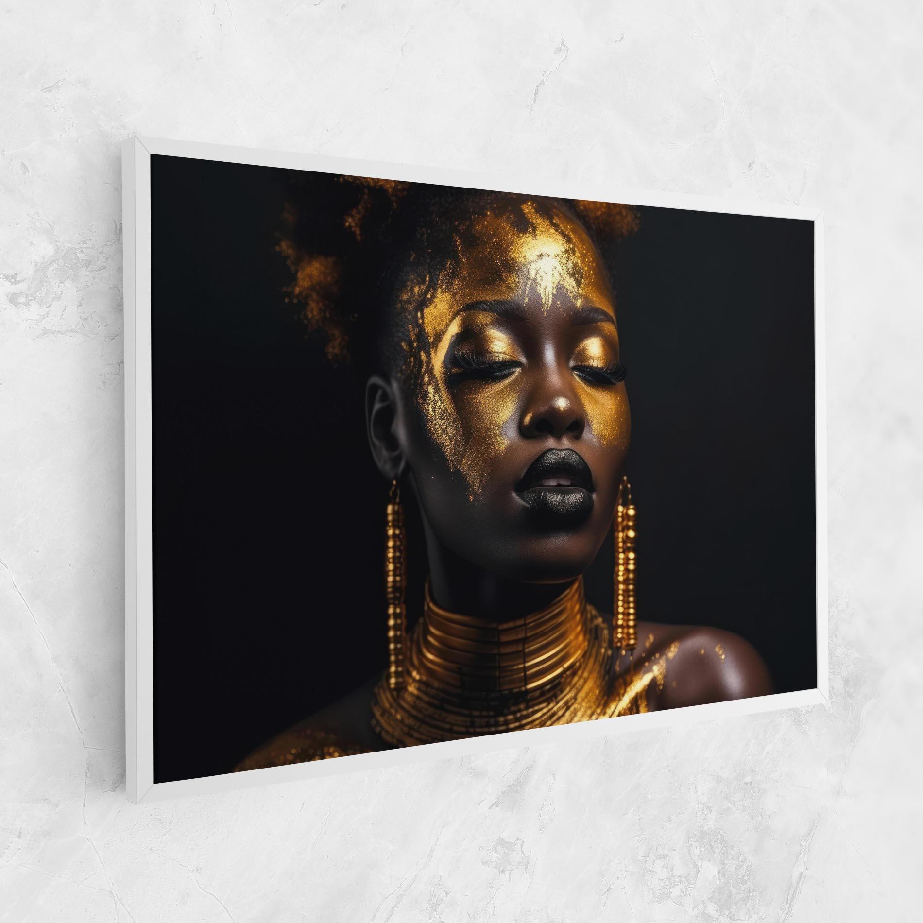 Vászonkép Gold Makeup Black Lips mockup 1