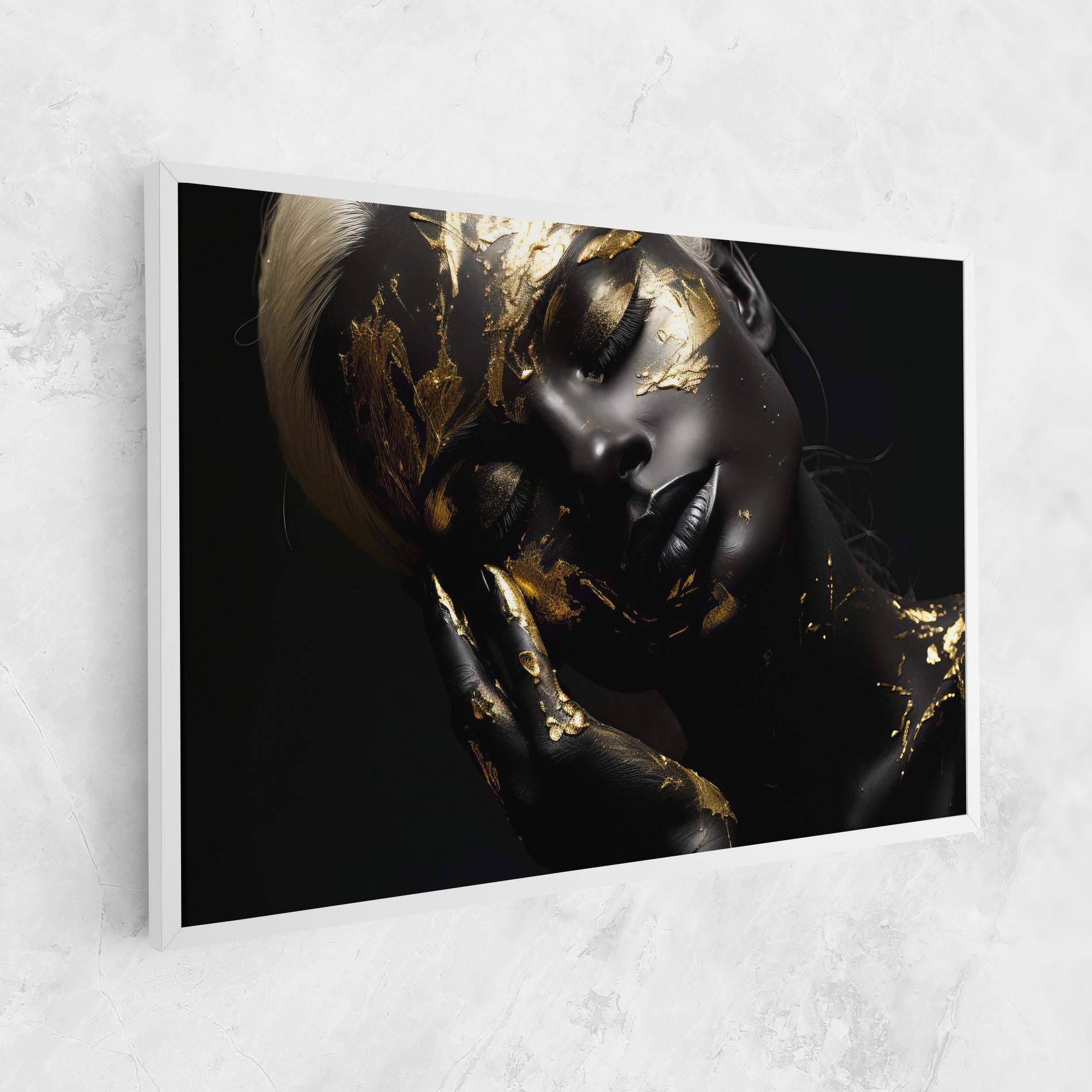 Vászonkép Gold Makeup On Black mockup 1