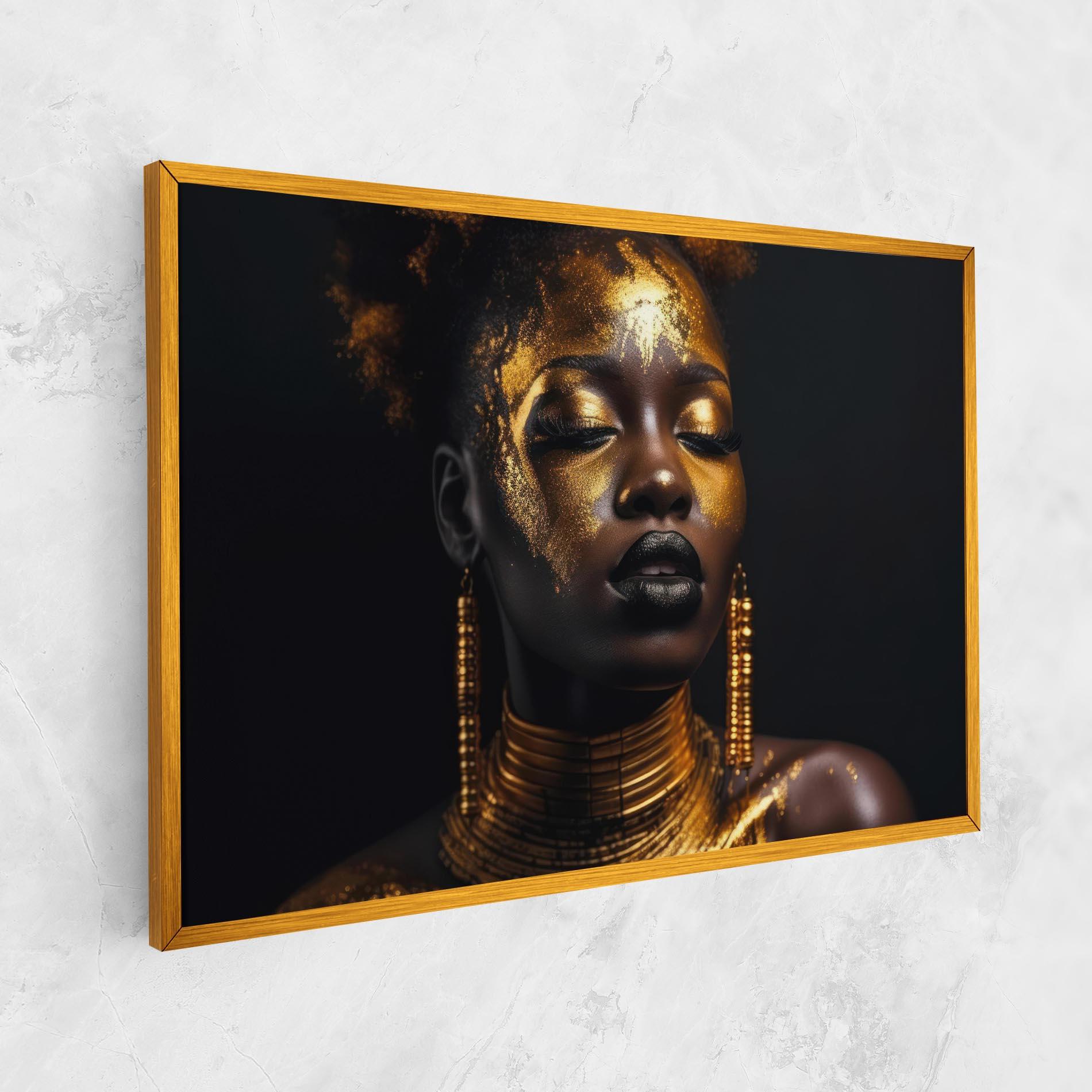 Vászonkép Gold Makeup Black Lips mockup 1