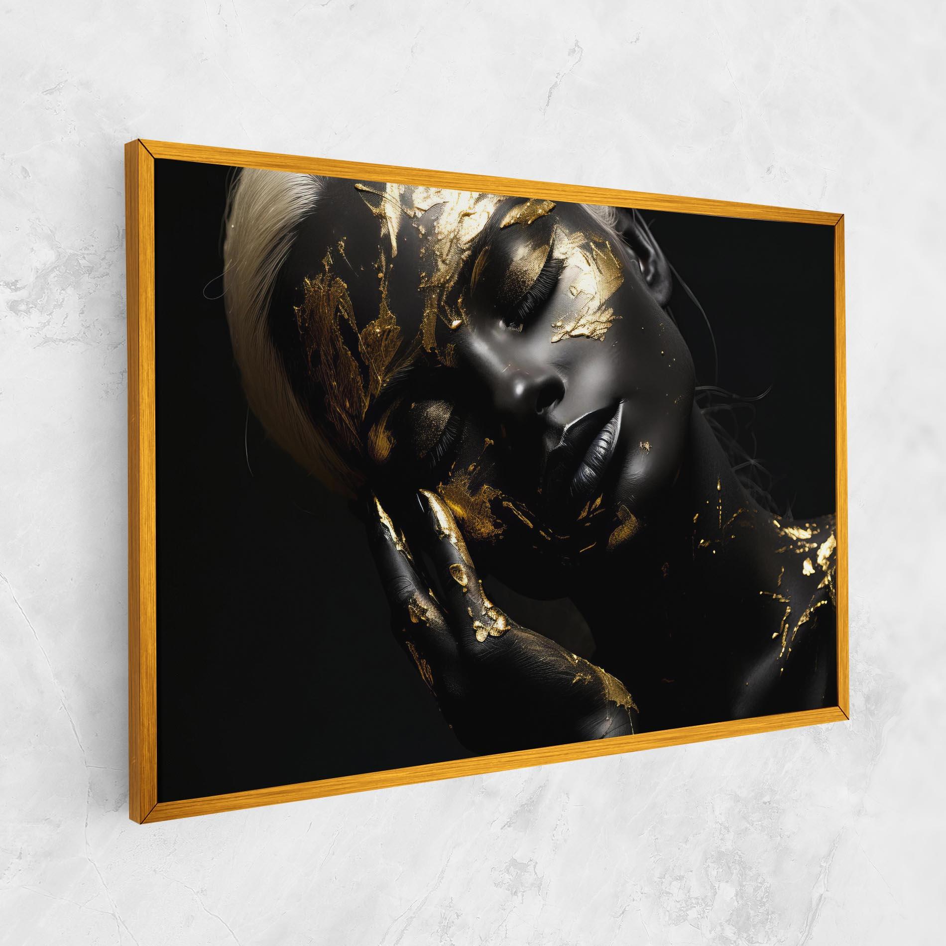 Vászonkép Gold Makeup On Black mockup 1