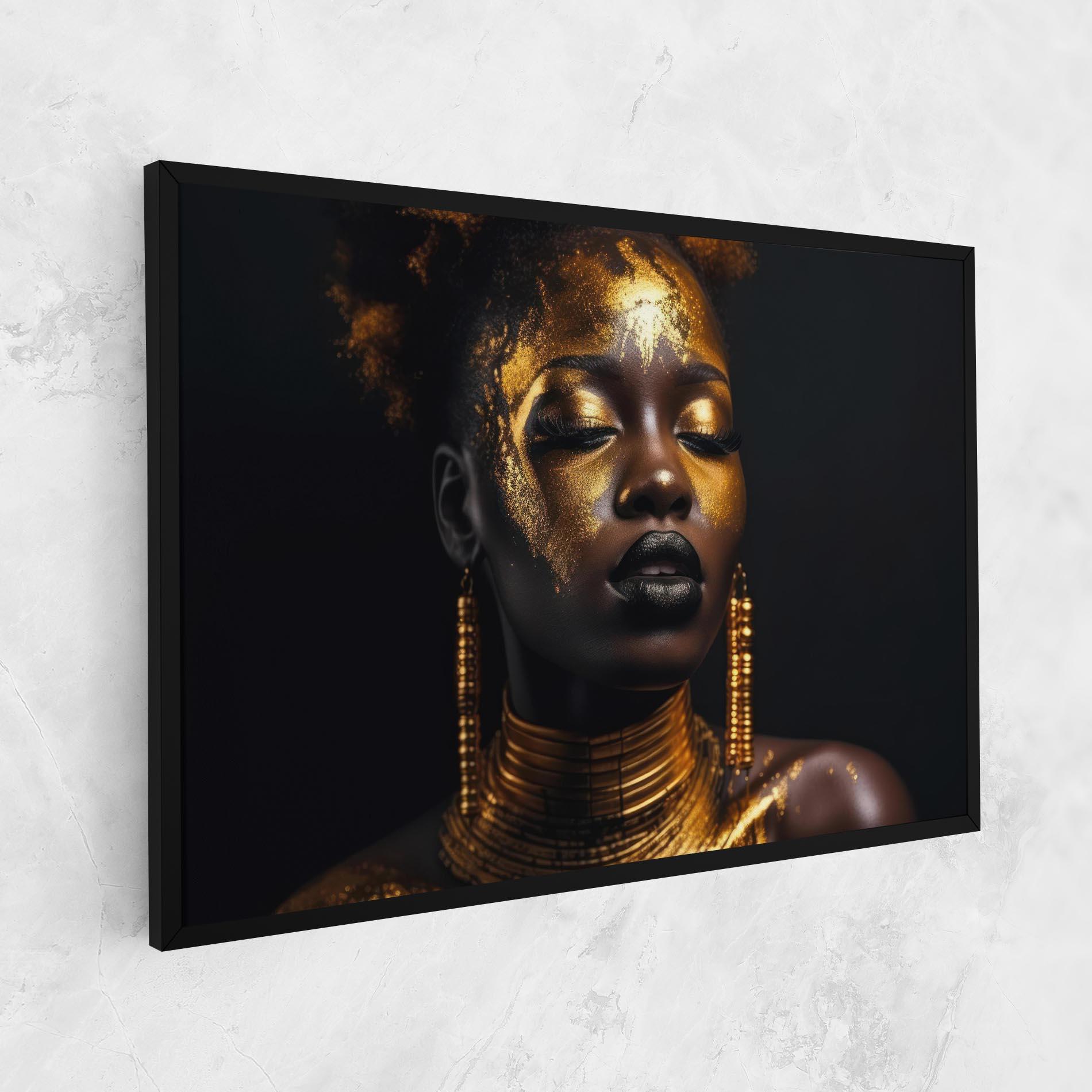 Vászonkép Gold Makeup Black Lips mockup 1