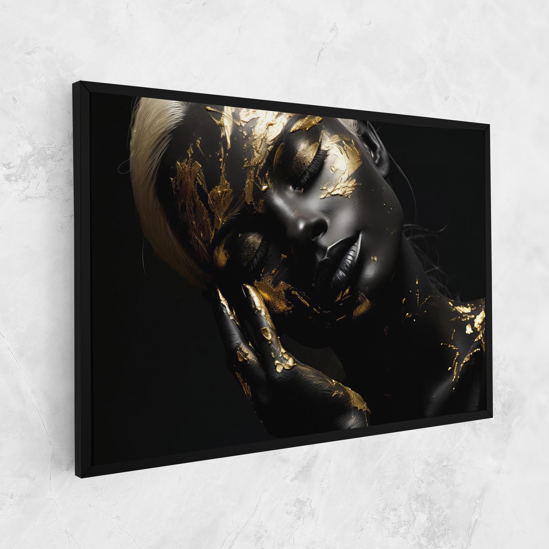 Vászonkép Gold Makeup On Black mockup 1