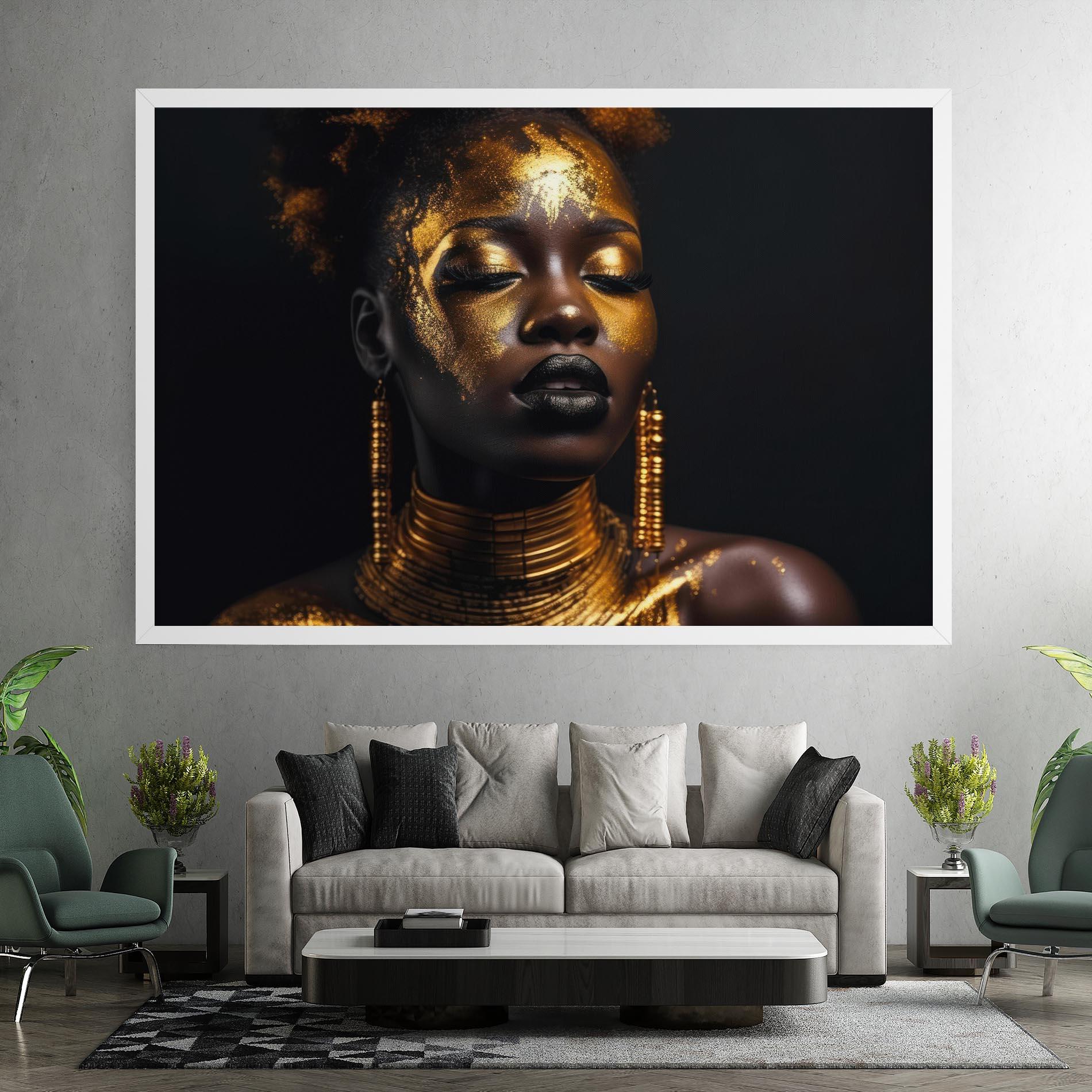 Vászonkép Gold Makeup Black Lips mockup 7