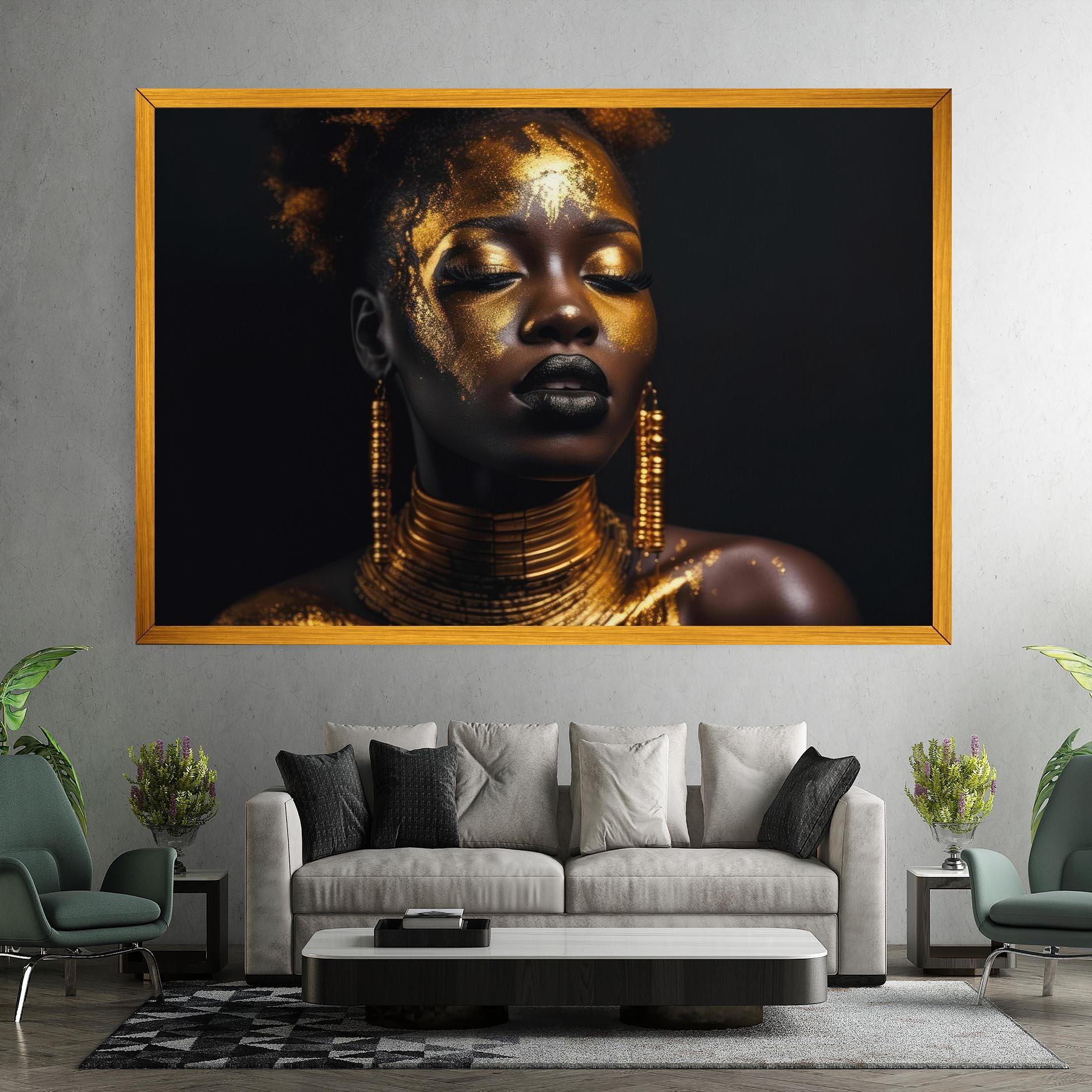 Vászonkép Gold Makeup Black Lips mockup 7