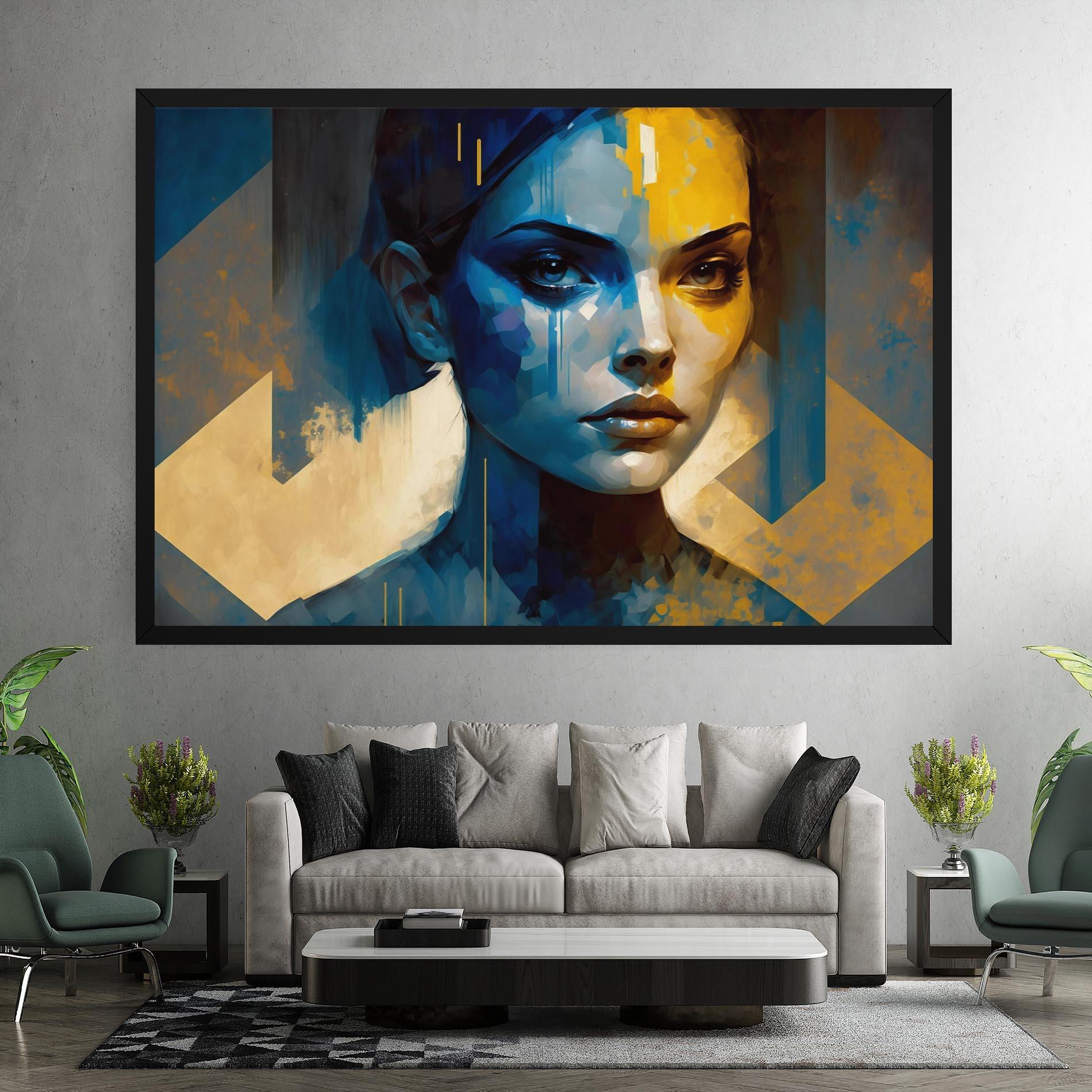 Vászonkép Gold Blue Face mockup 7