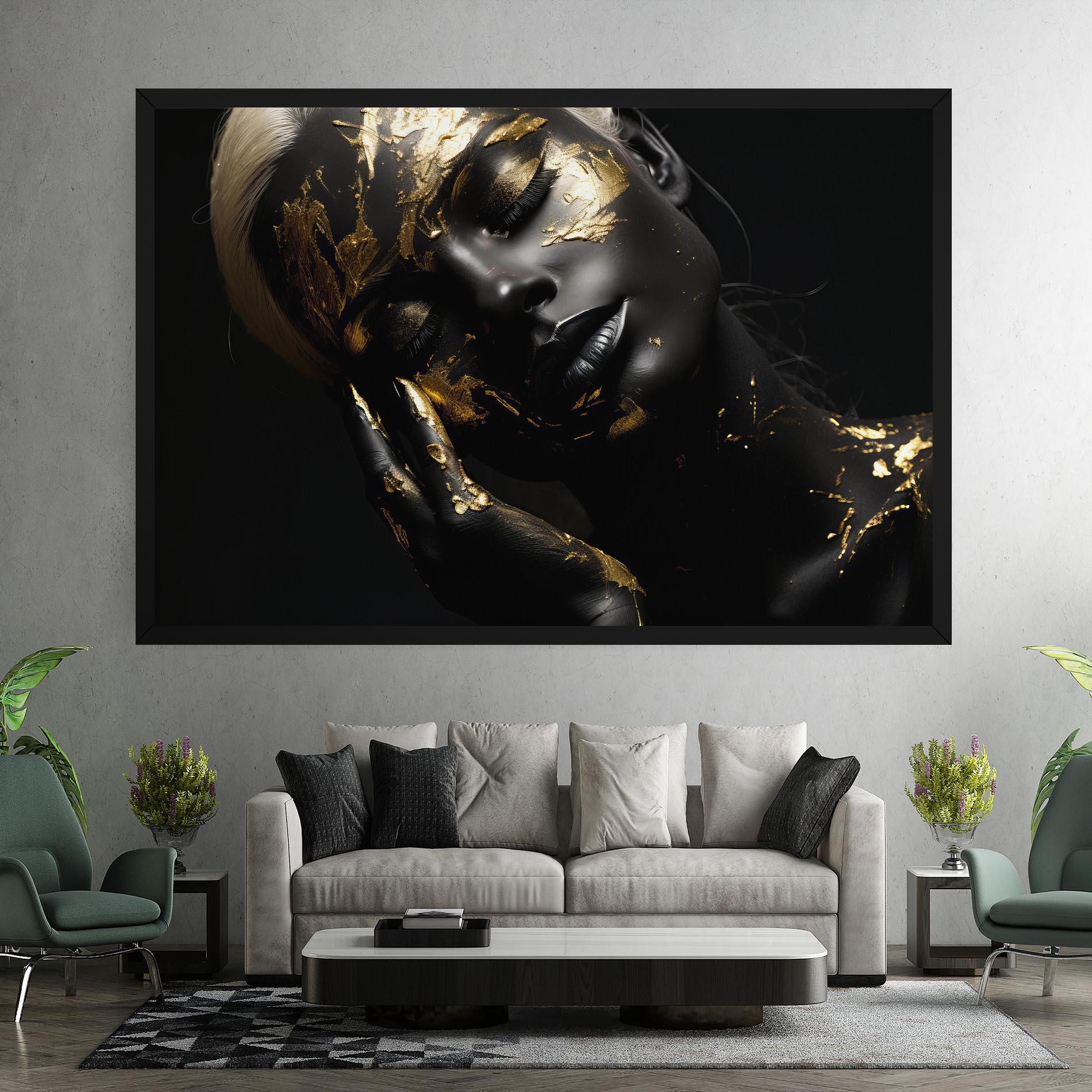 Vászonkép Gold Makeup On Black mockup 7
