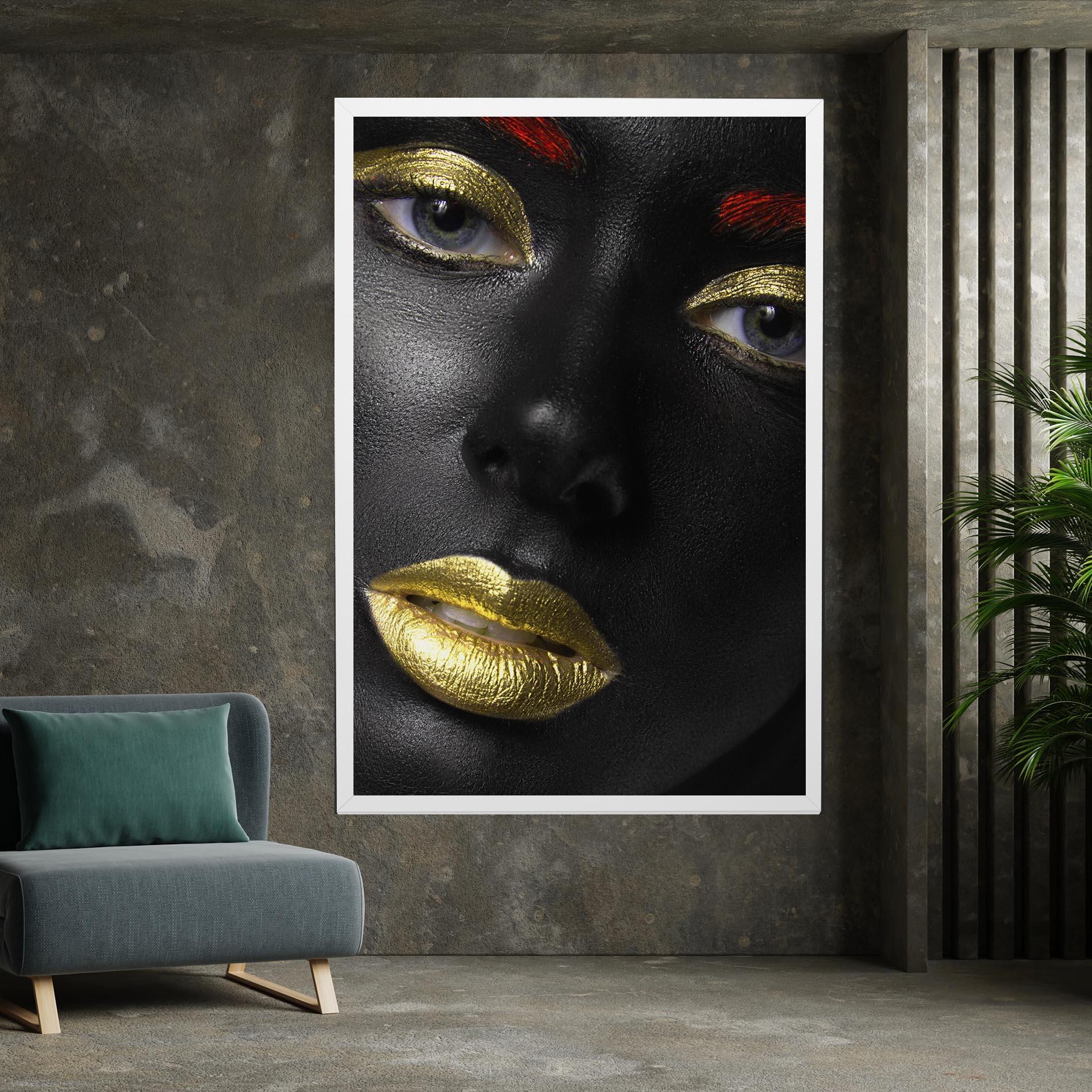 Vászonkép Gold Make Up And Lips mockup 7