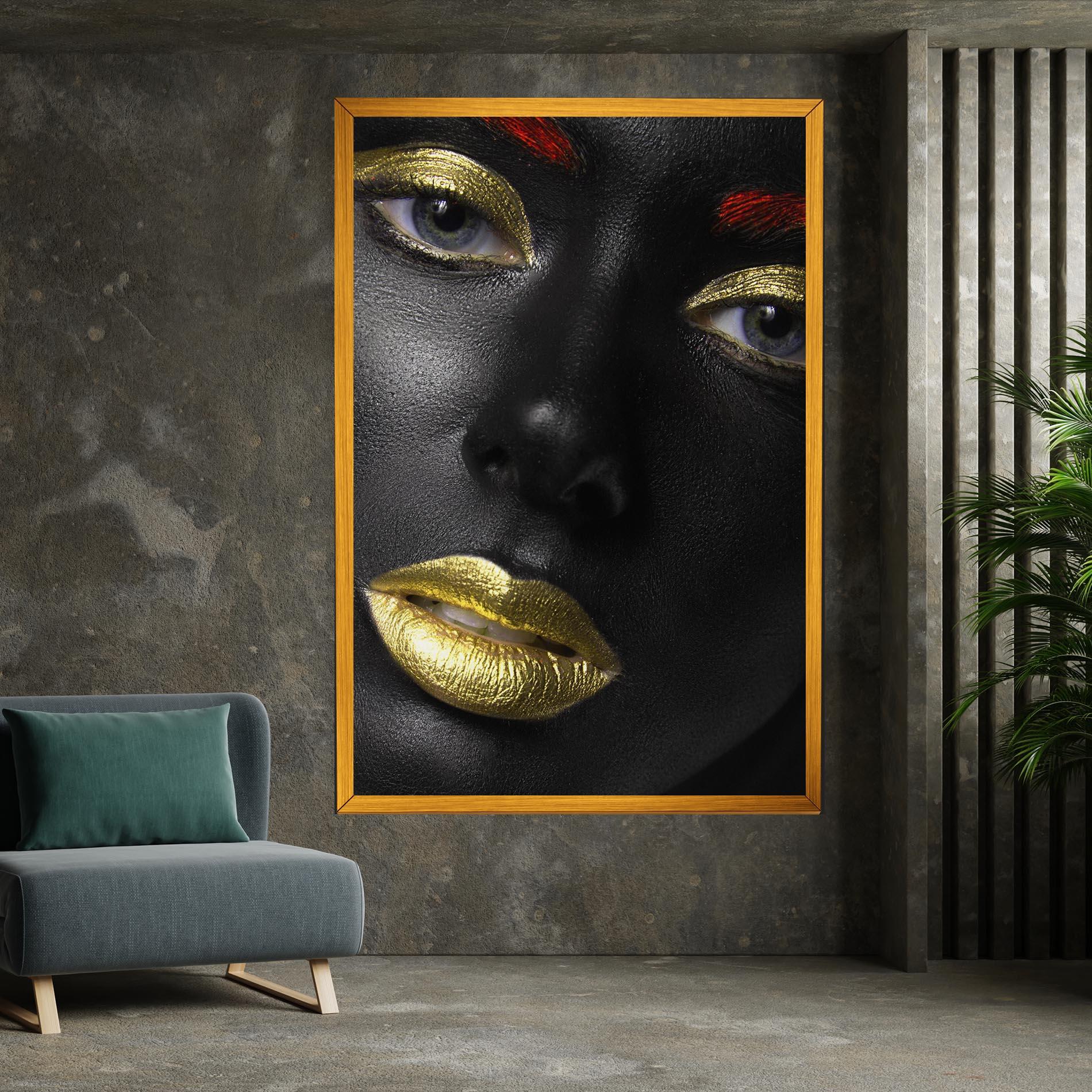 Vászonkép Gold Make Up And Lips mockup 7