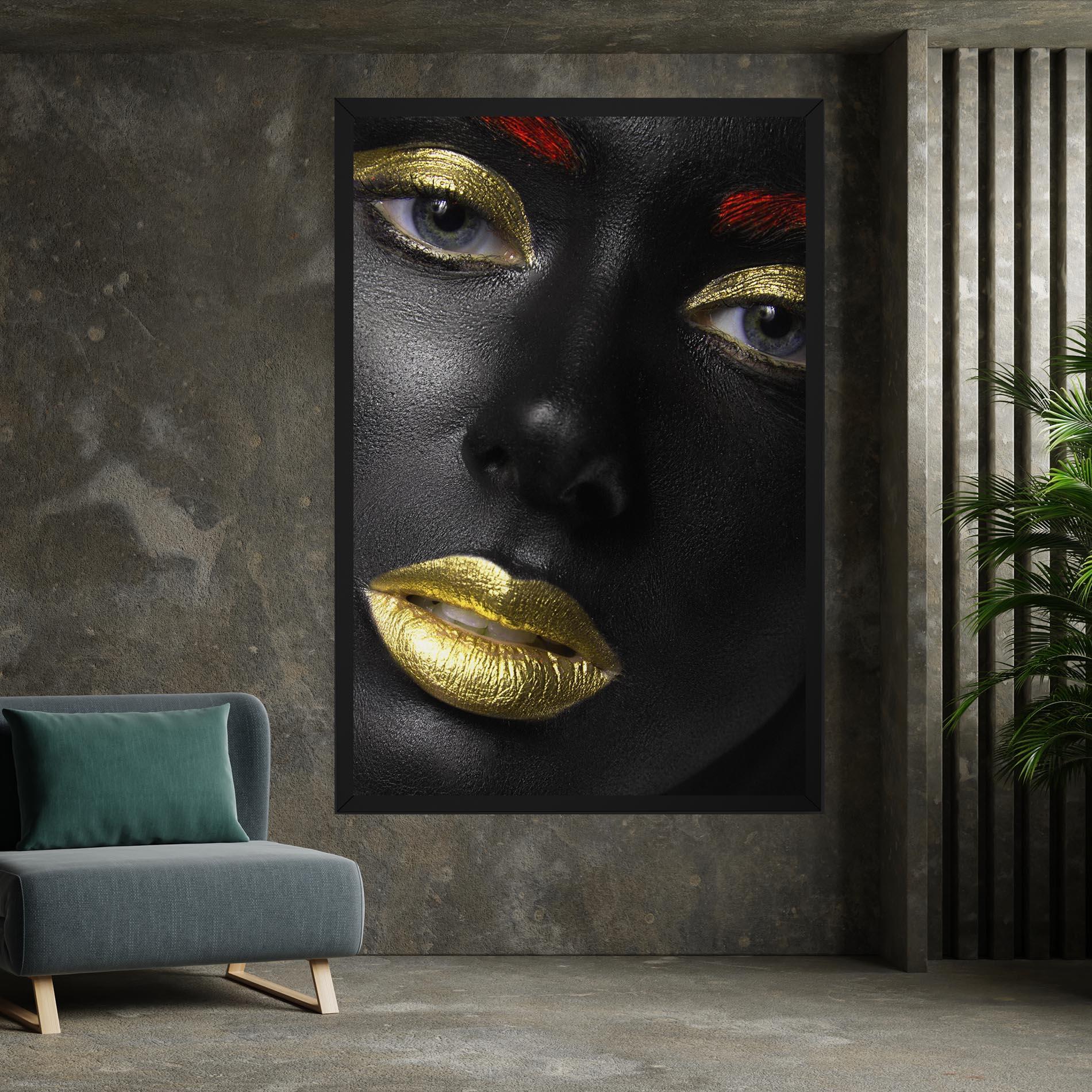 Vászonkép Gold Make Up And Lips mockup 7