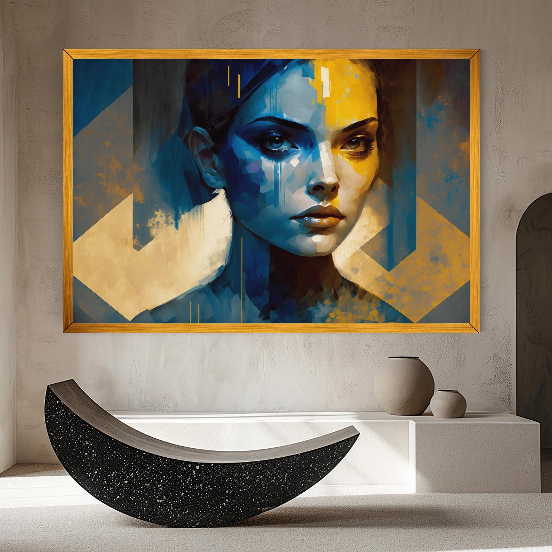 Vászonkép Gold Blue Face mockup 8