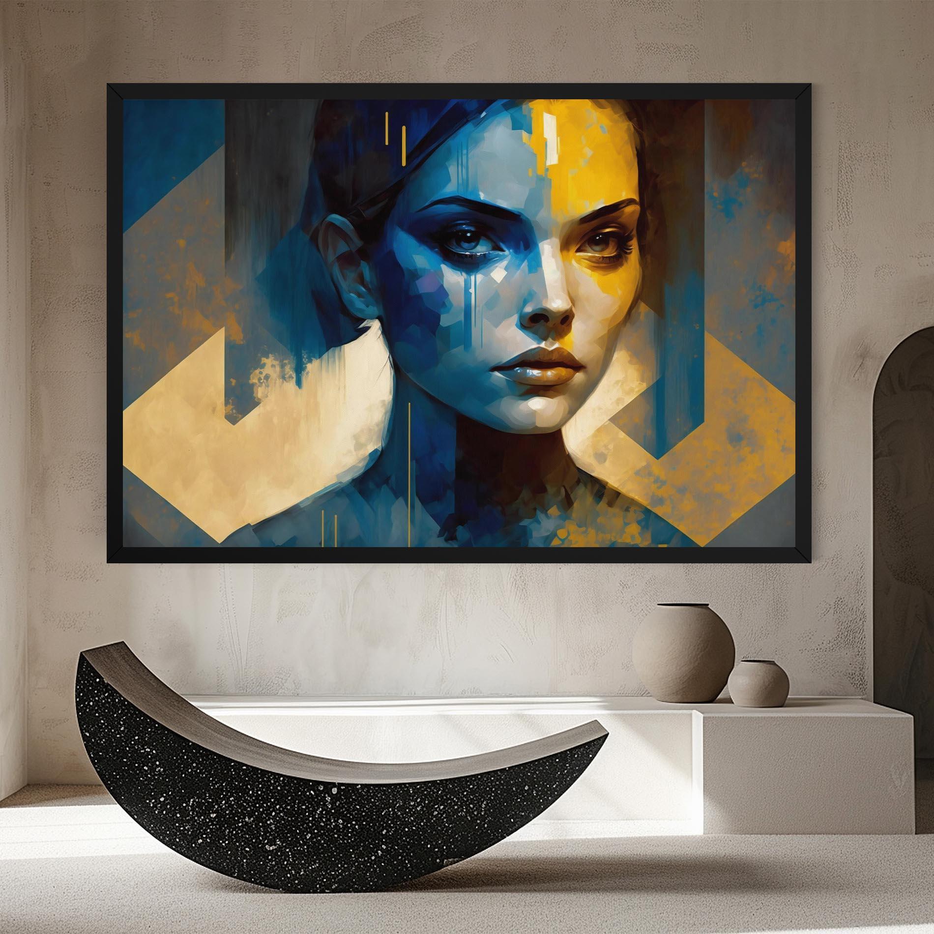 Vászonkép Gold Blue Face mockup 8