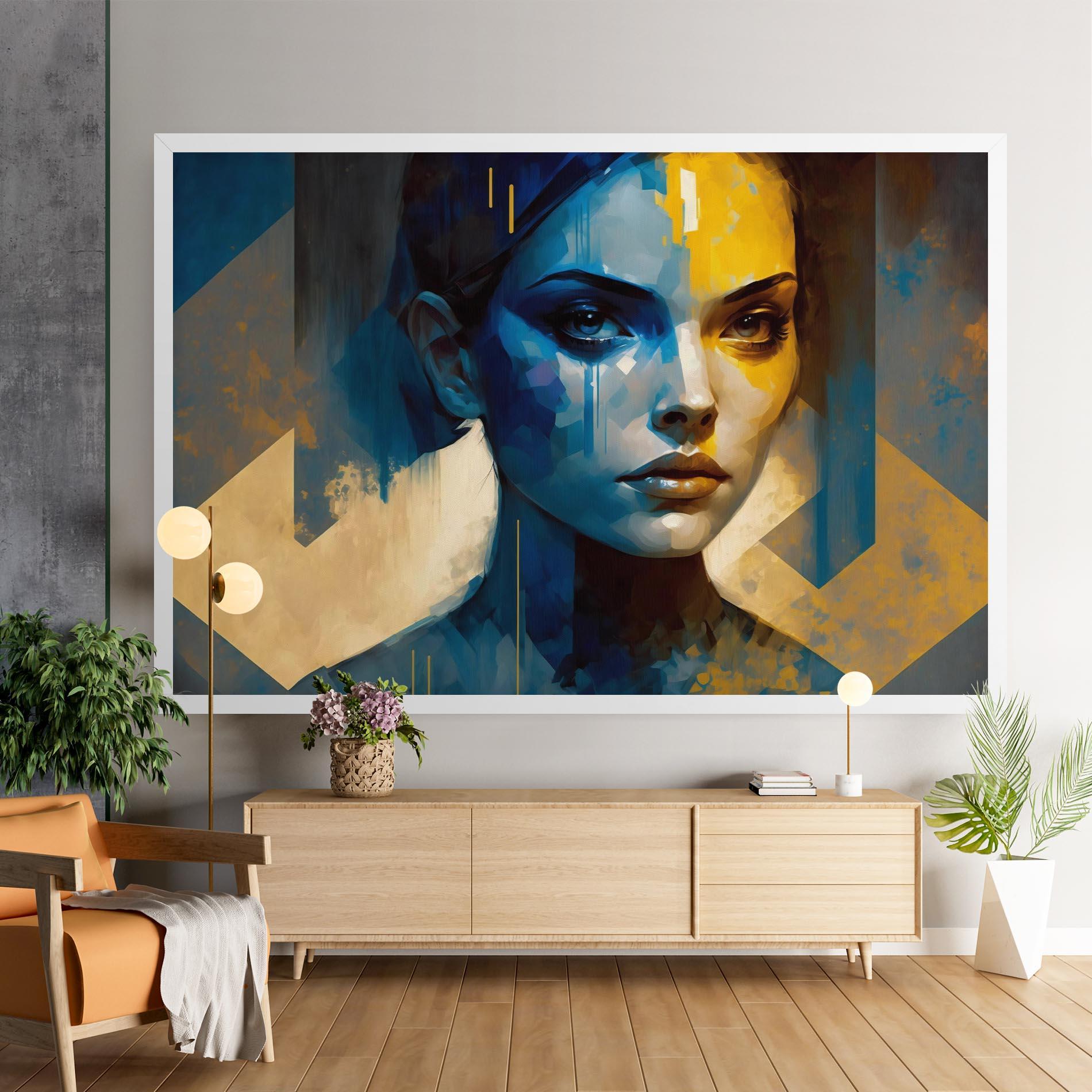 Vászonkép Gold Blue Face mockup 9