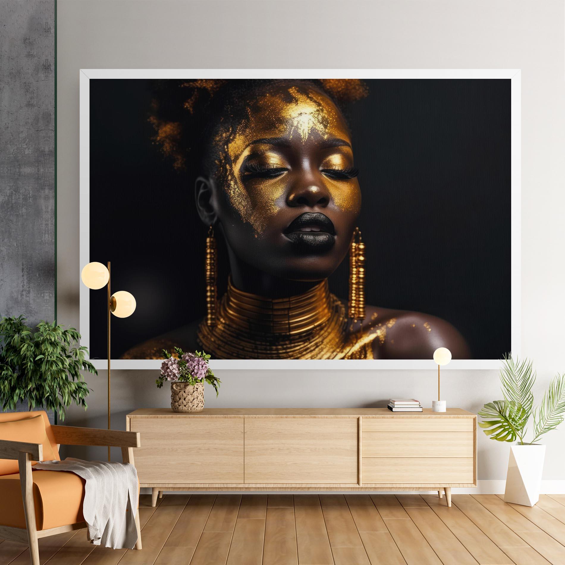 Vászonkép Gold Makeup Black Lips mockup 9