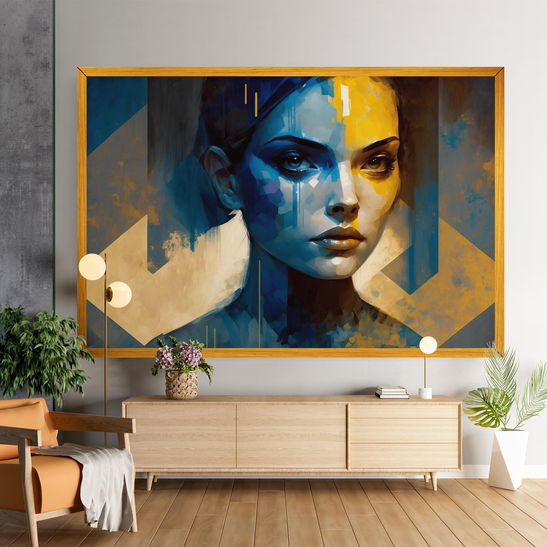 Vászonkép Gold Blue Face mockup 9