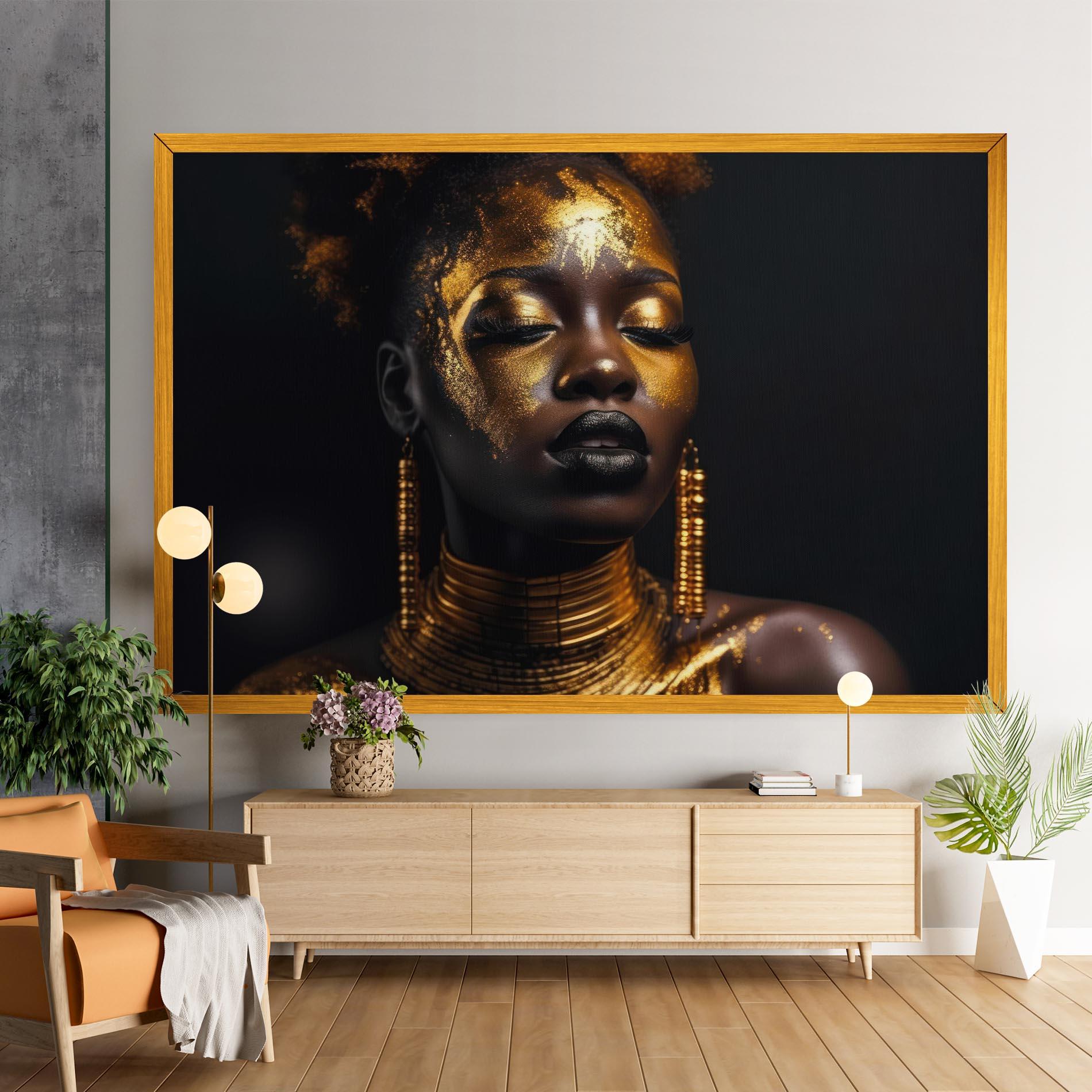 Vászonkép Gold Makeup Black Lips mockup 9