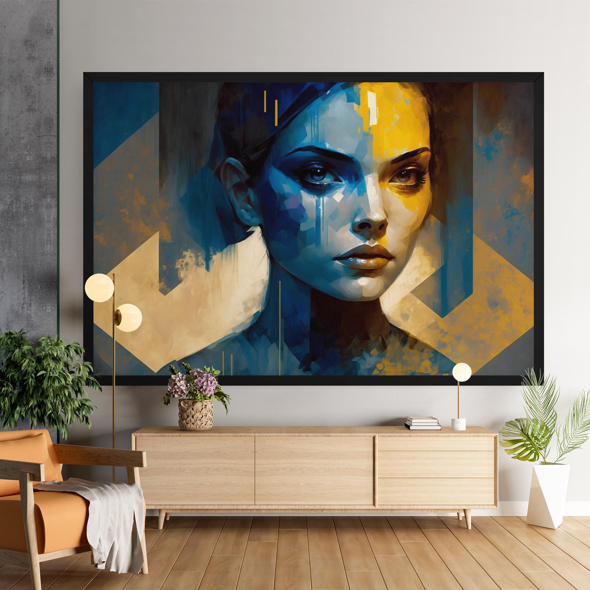 Vászonkép Gold Blue Face mockup 9