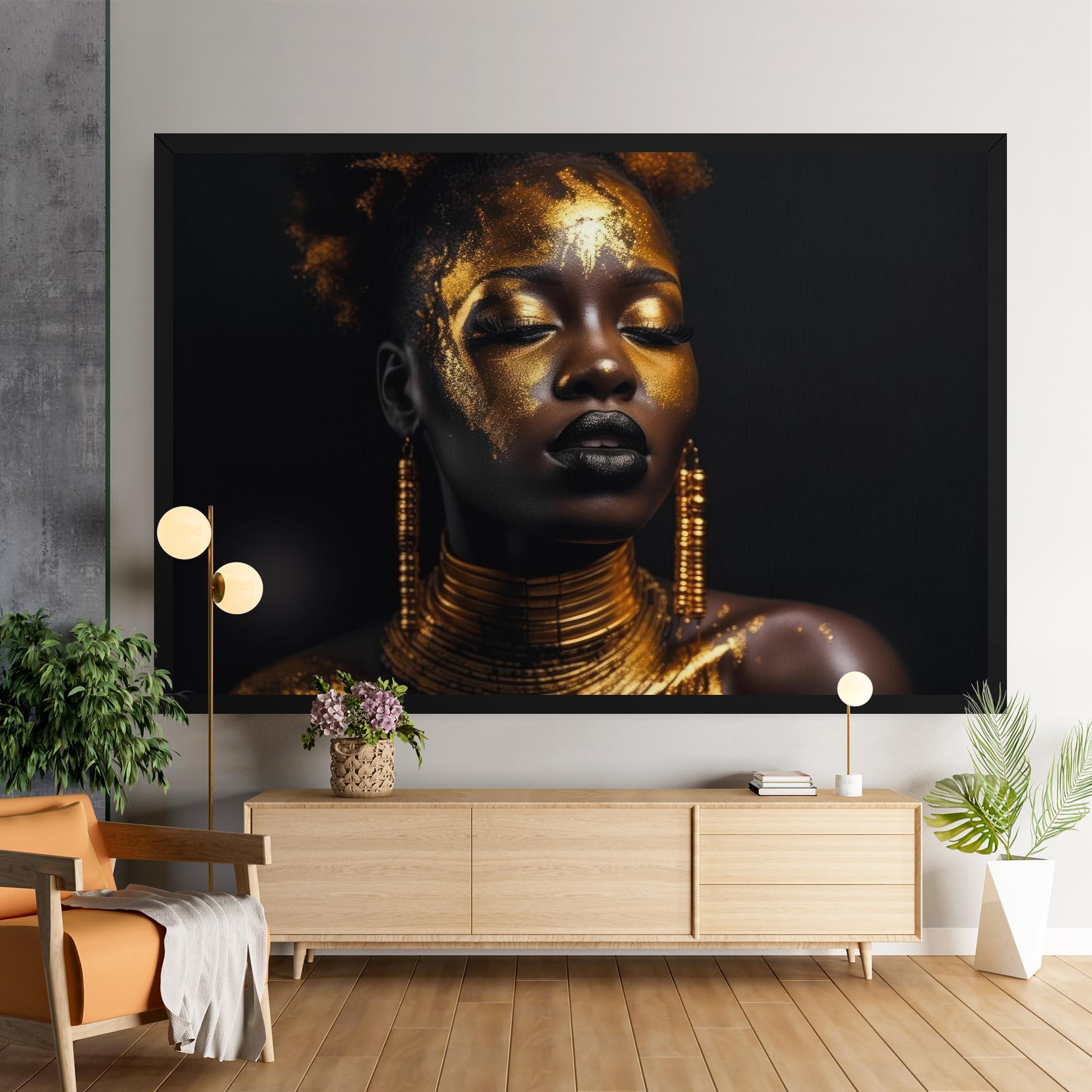 Vászonkép Gold Makeup Black Lips mockup 9