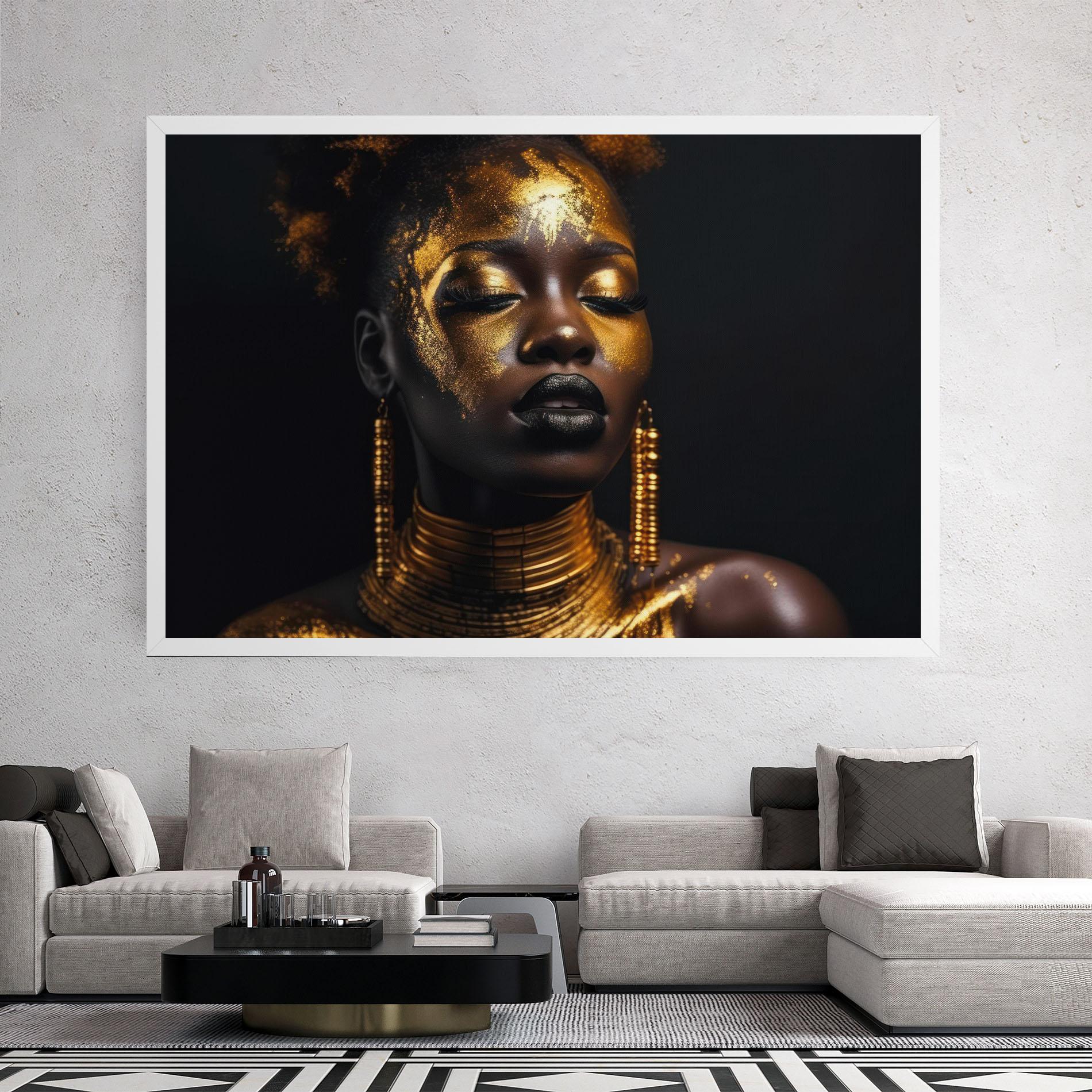 Vászonkép Gold Makeup Black Lips mockup 2