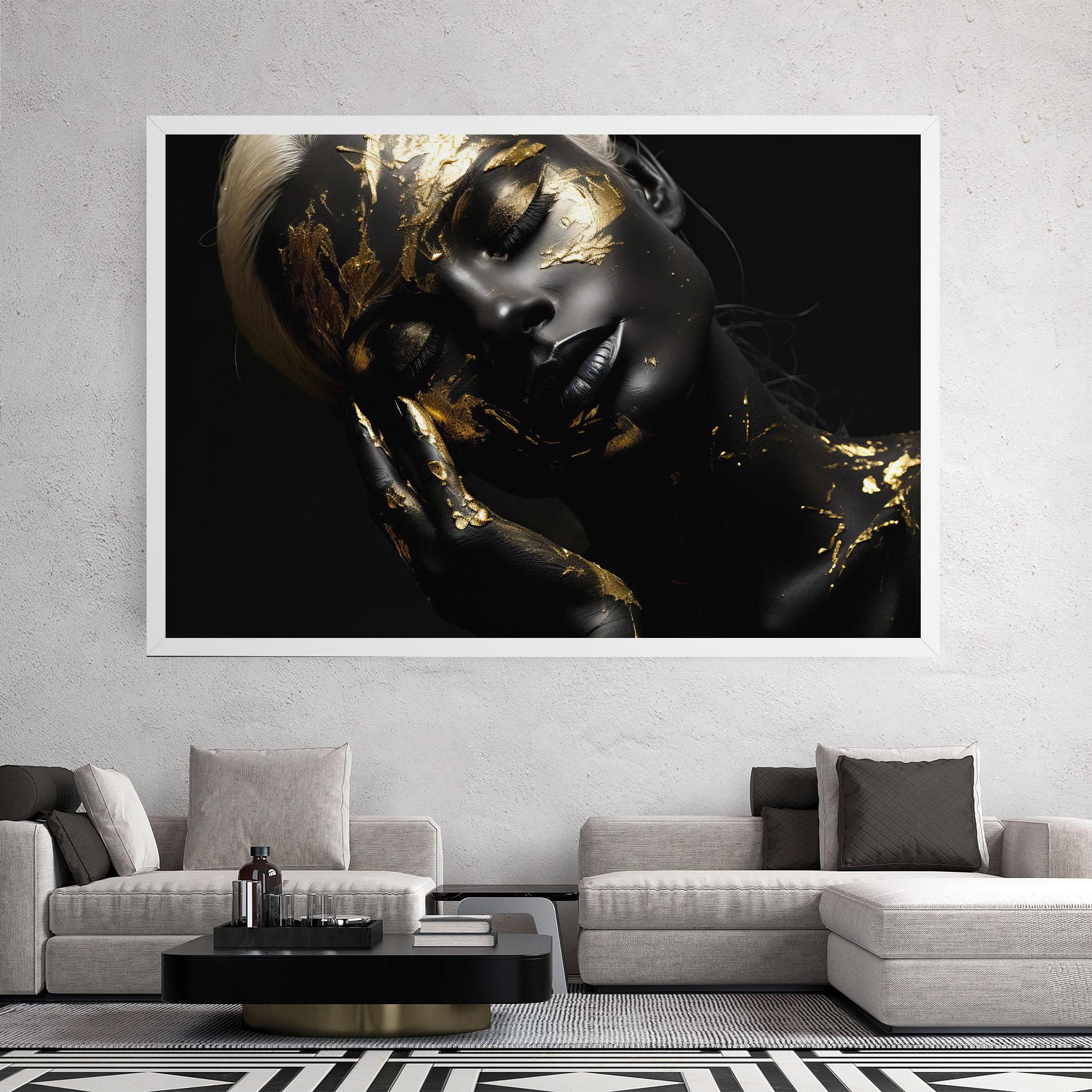 Vászonkép Gold Makeup On Black mockup 2