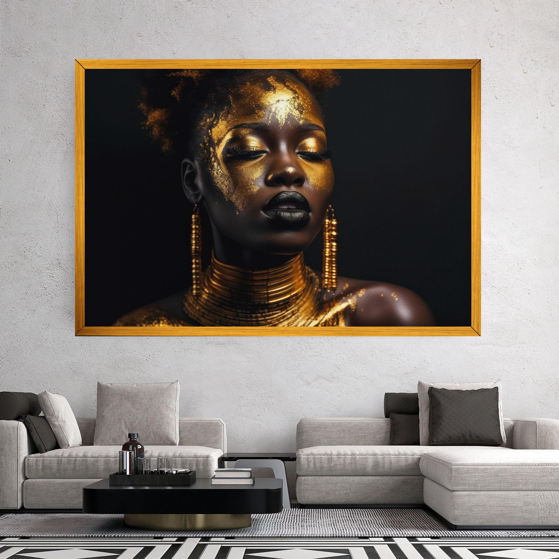 Vászonkép Gold Makeup Black Lips mockup 2