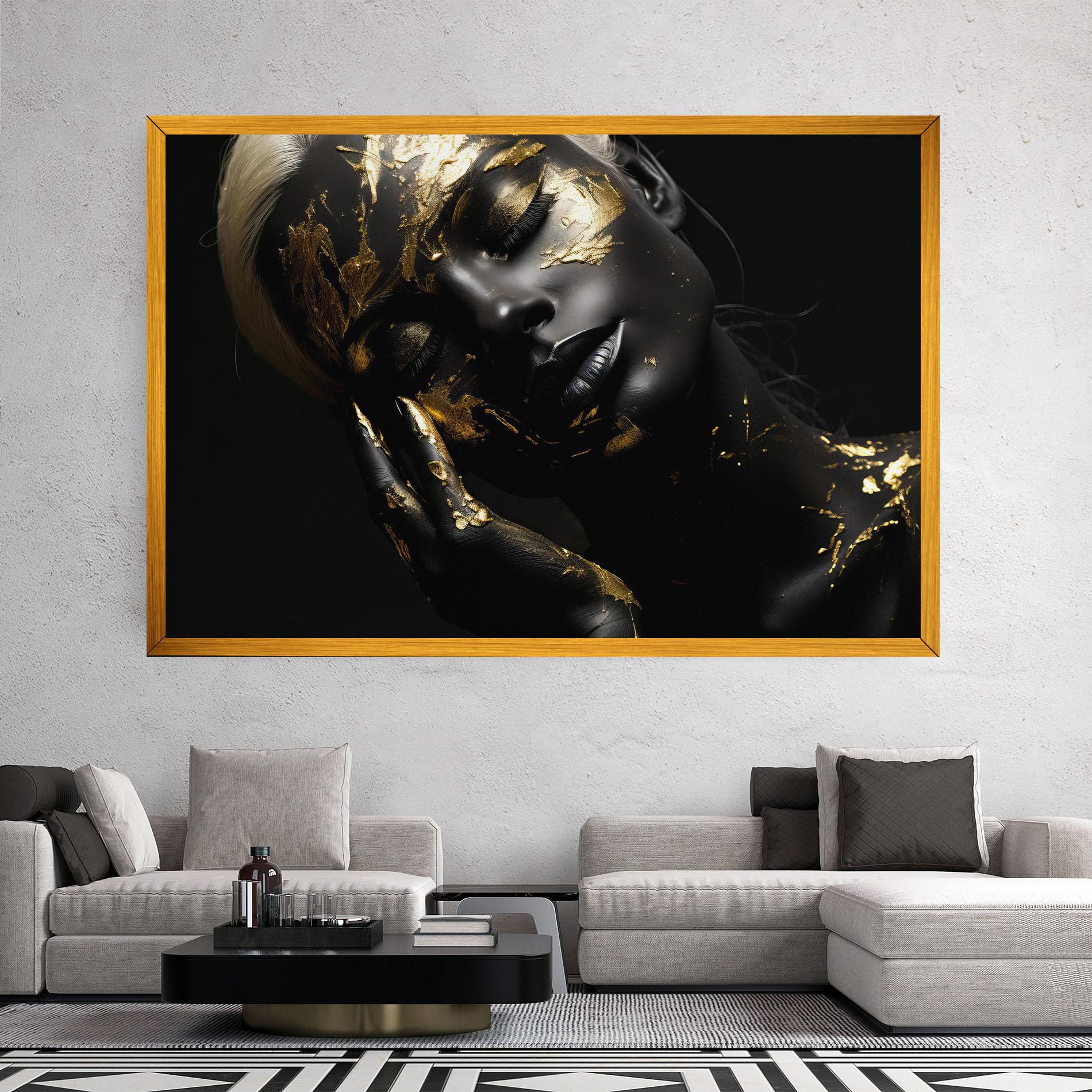 Vászonkép Gold Makeup On Black mockup 2
