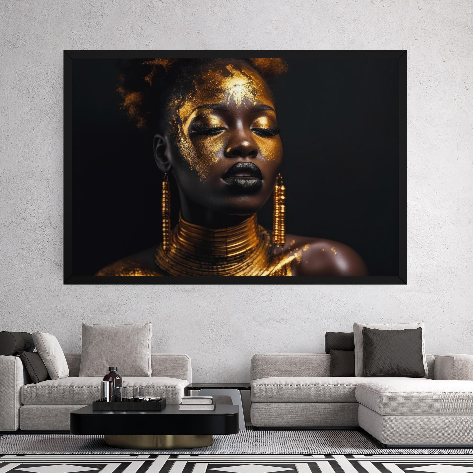 Vászonkép Gold Makeup Black Lips mockup 2