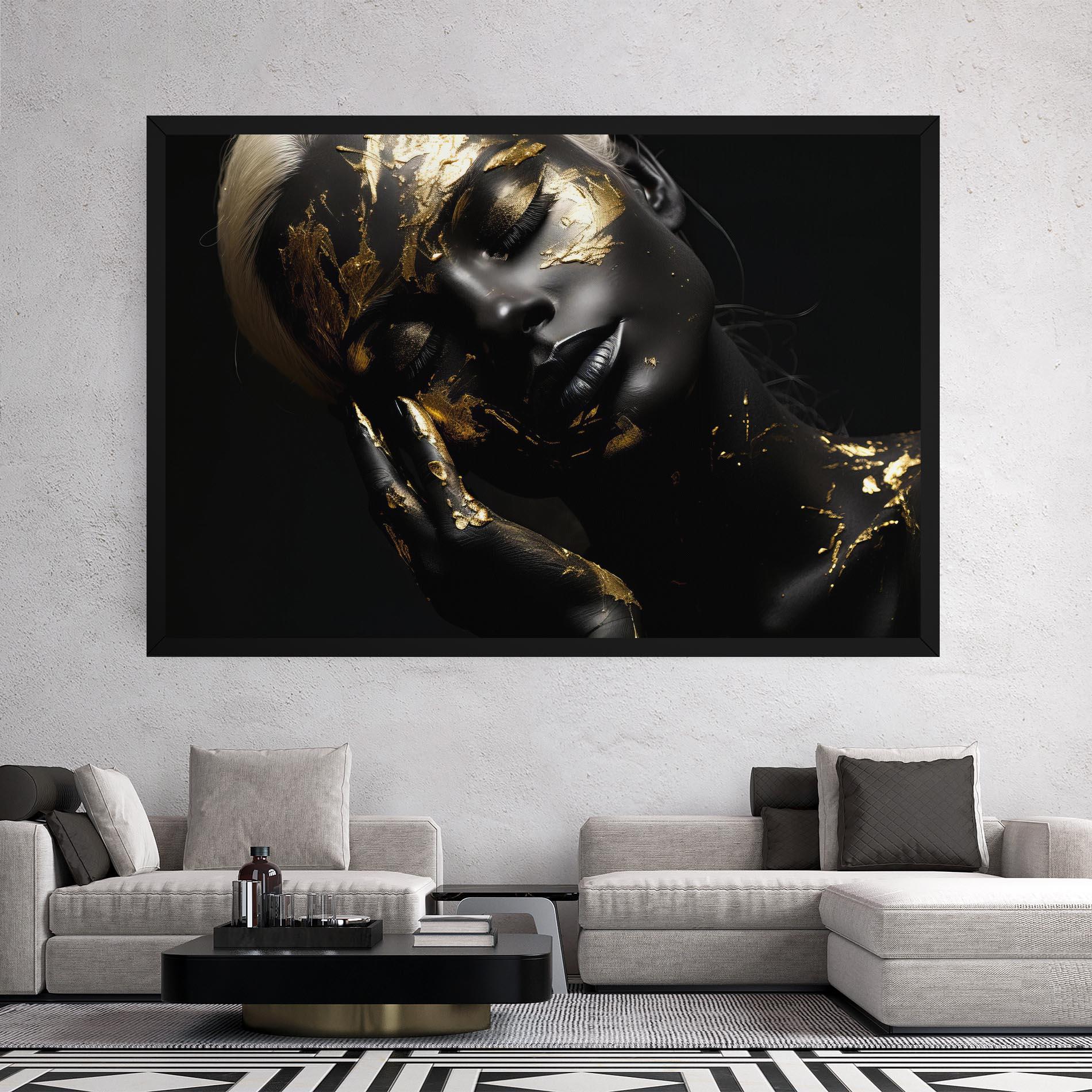 Vászonkép Gold Makeup On Black mockup 2