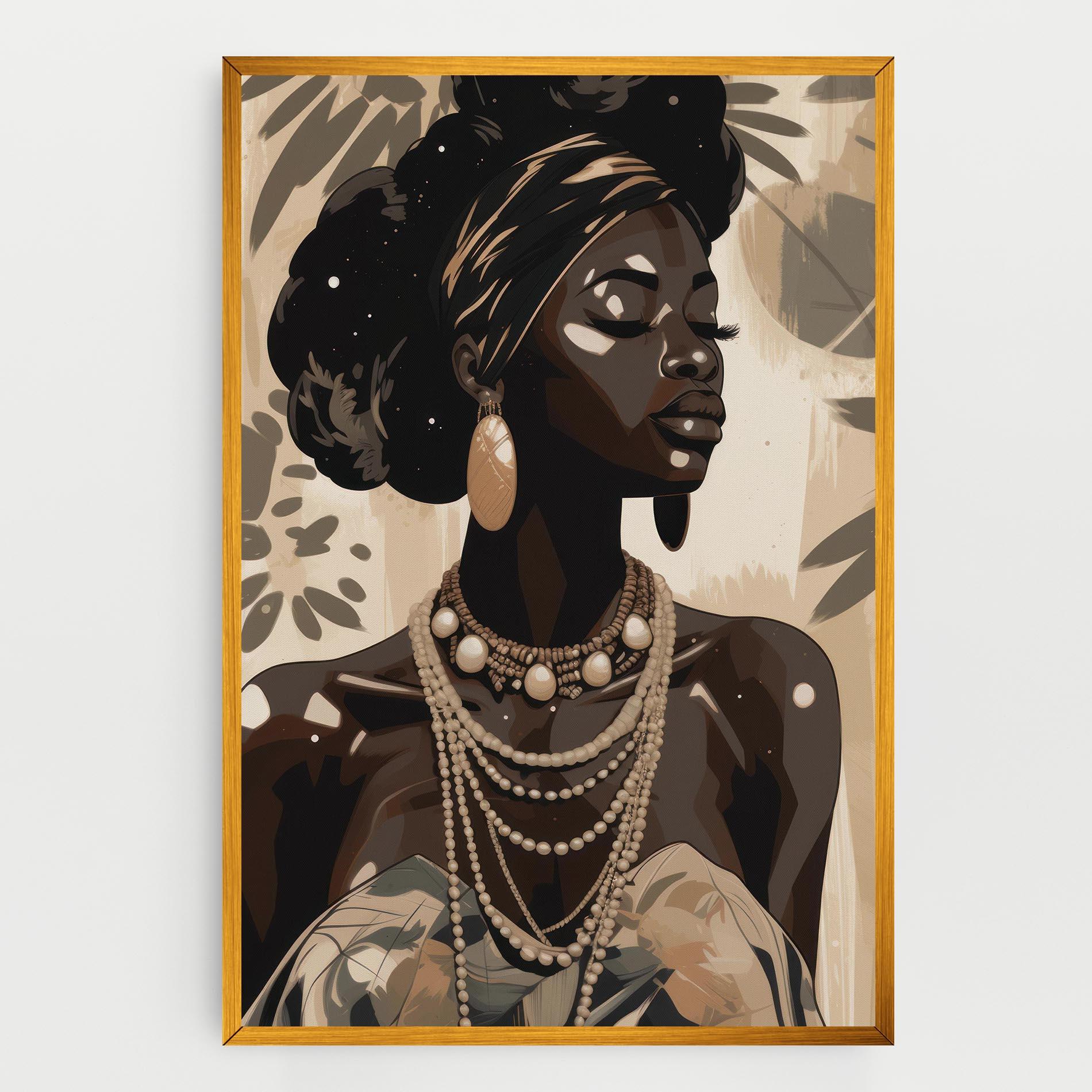 Vászonkép African Woman On Cream mockup 0