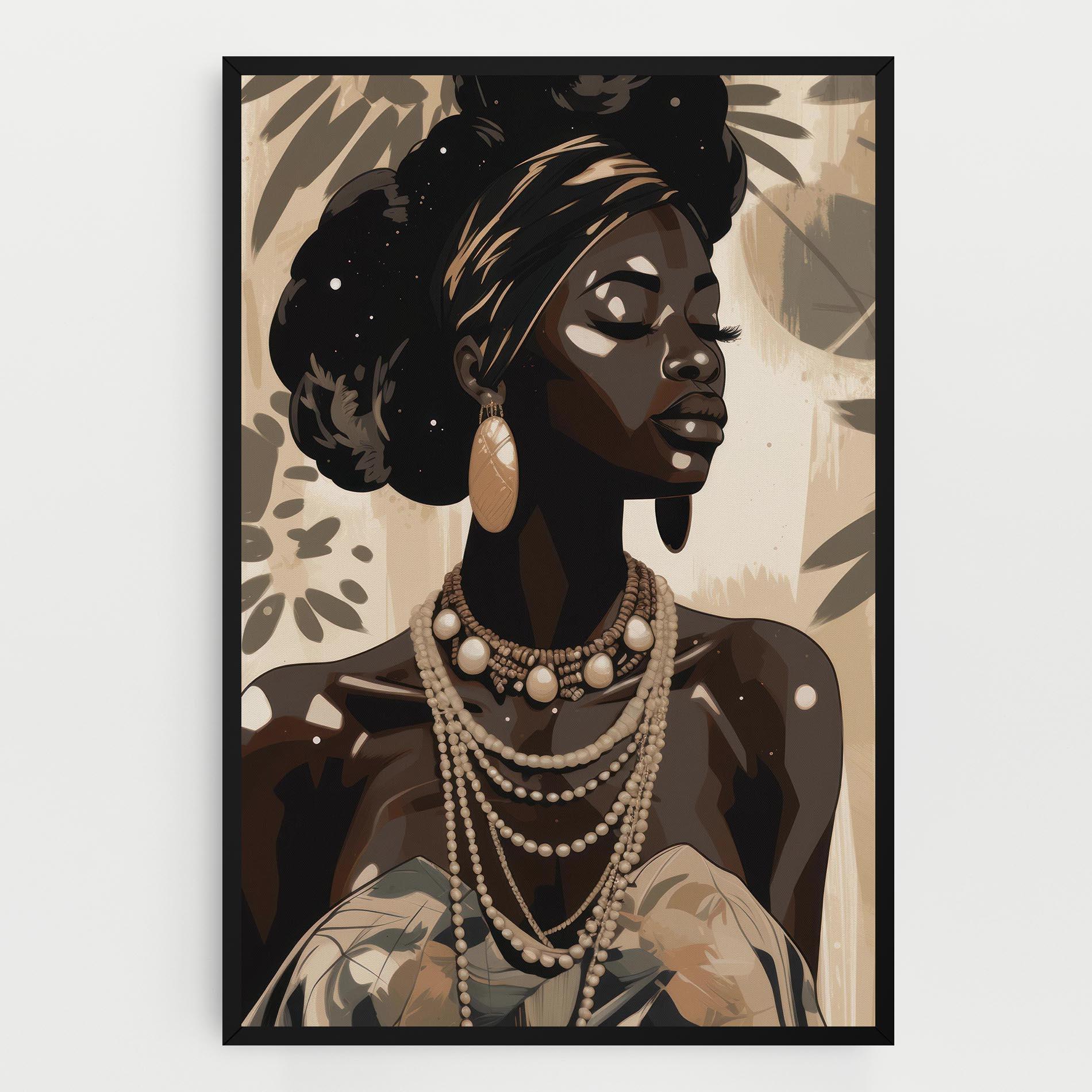 Vászonkép African Woman On Cream mockup 0
