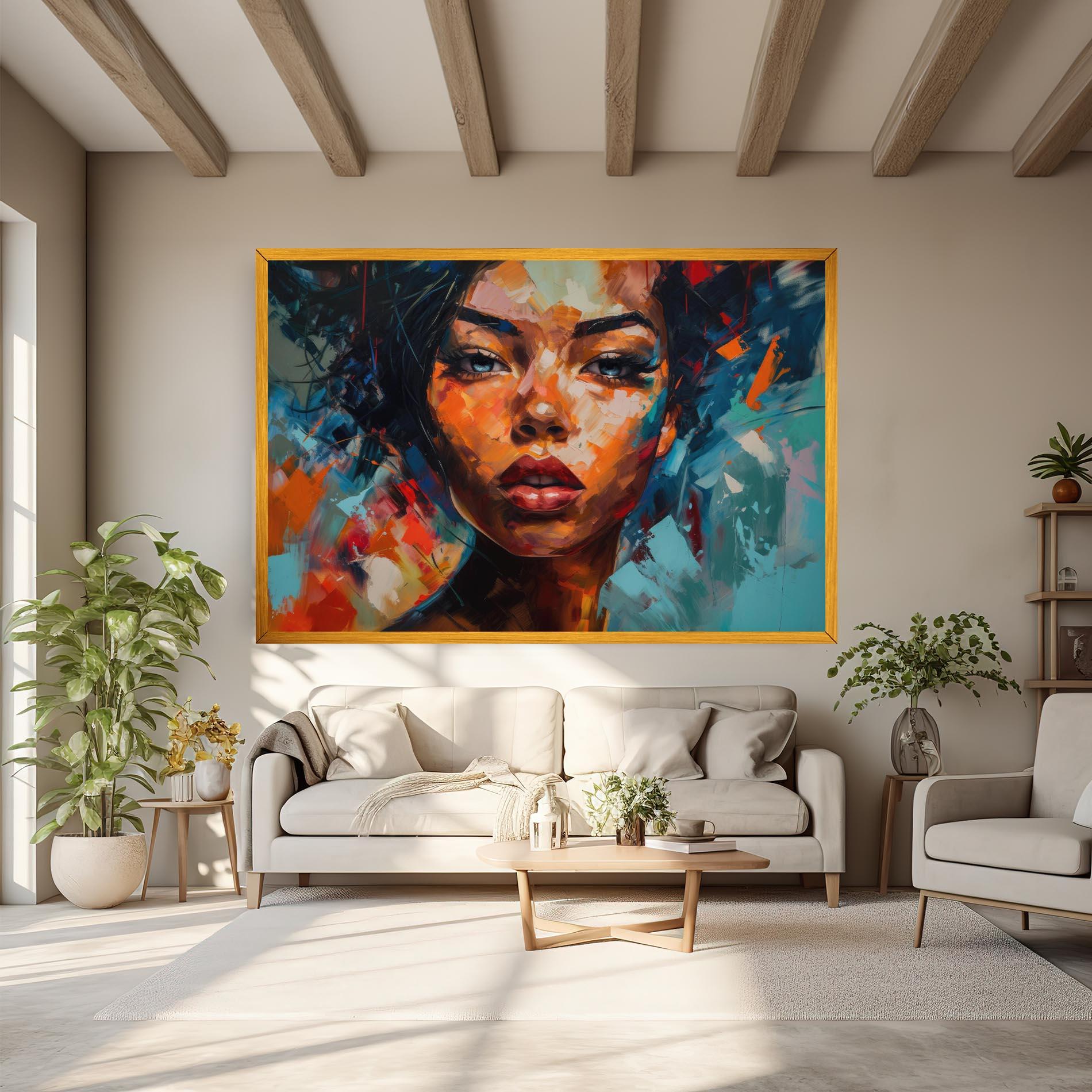 Vászonkép Intense Fiery Portrait mockup 6